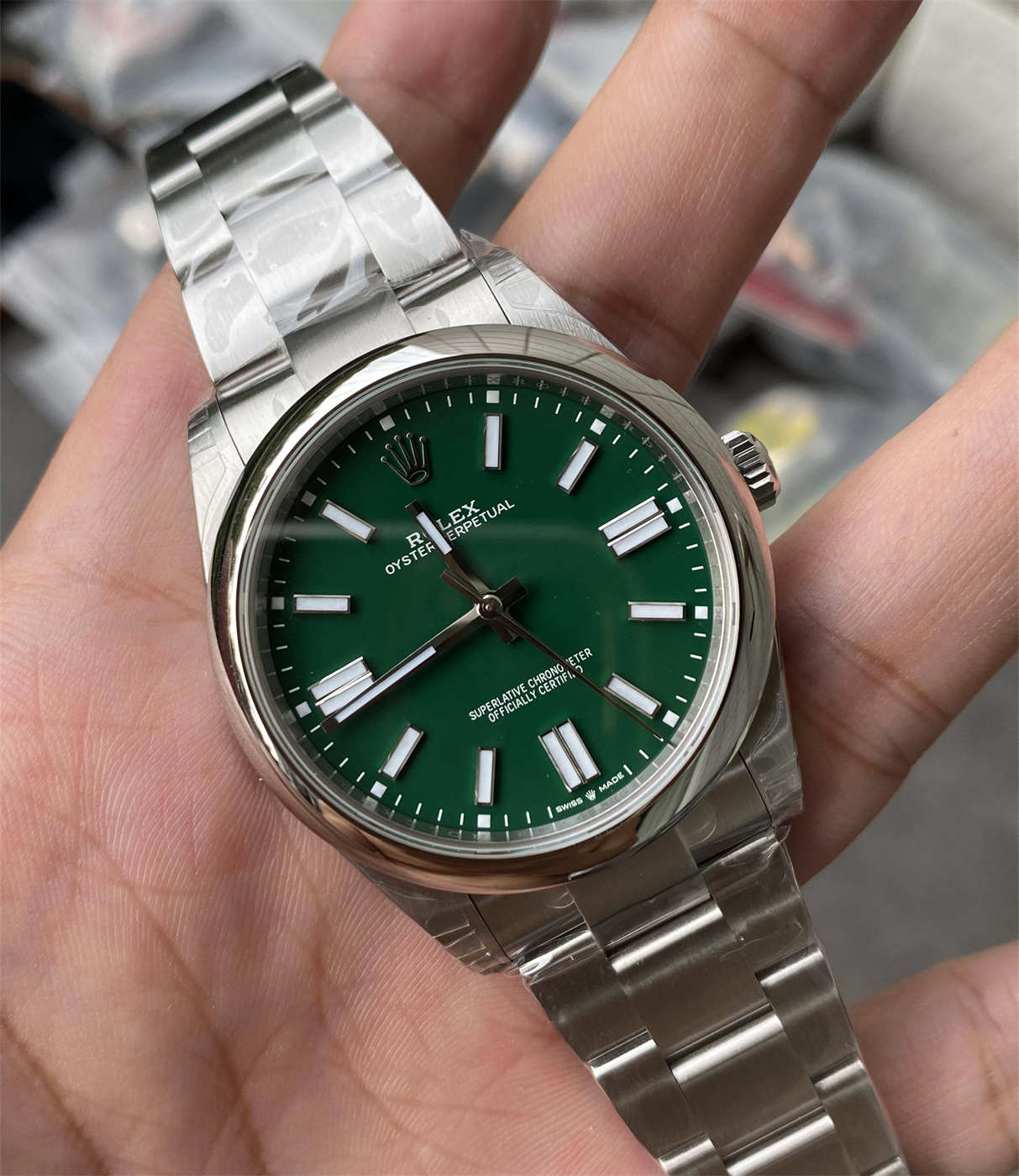 Rolex Oyster Perpetual 41 Green Dial Replica – VS Factory 134300-0004 with Dandong 3230 Movement