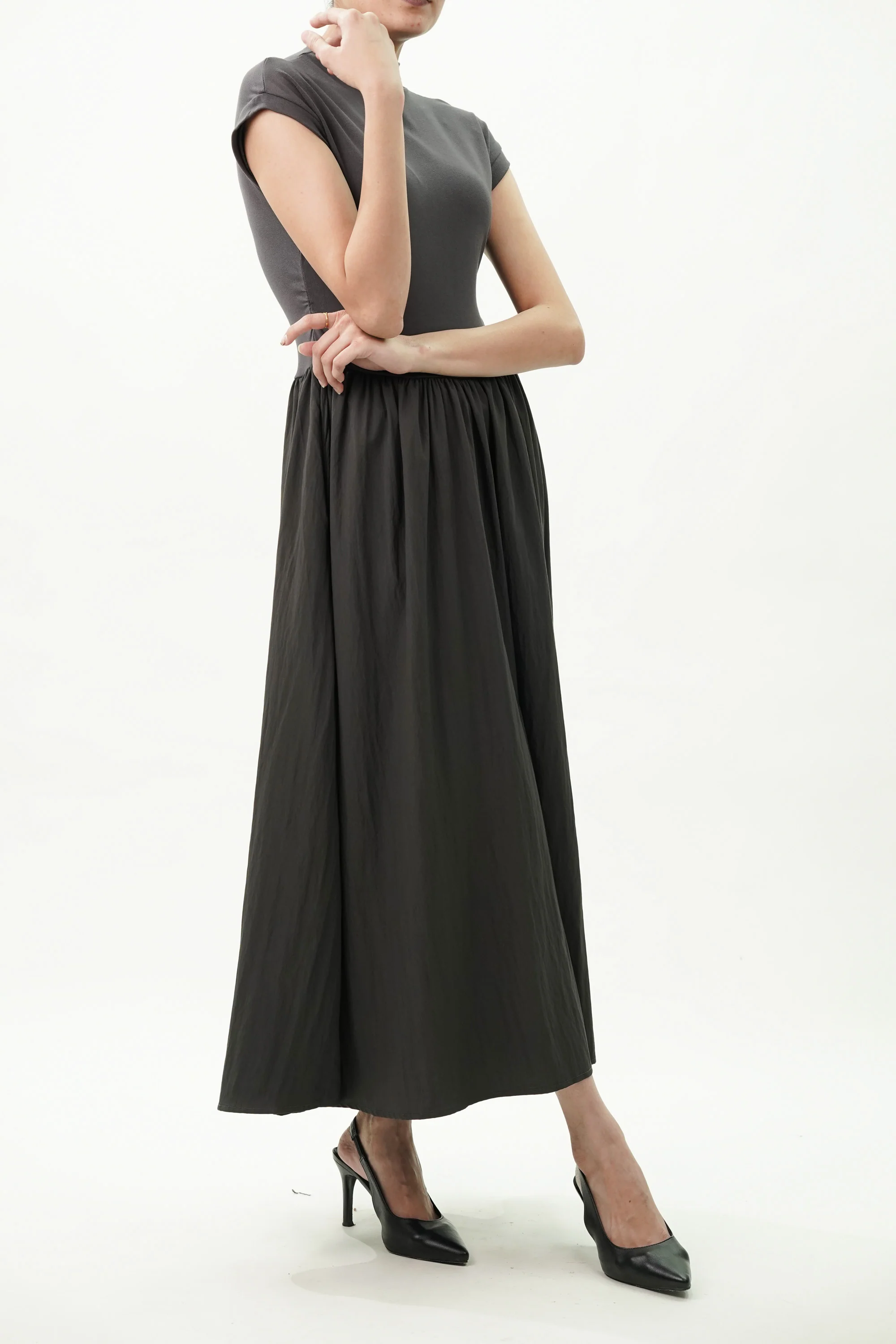 Turtle Neck Fit And Flared Knit Dress