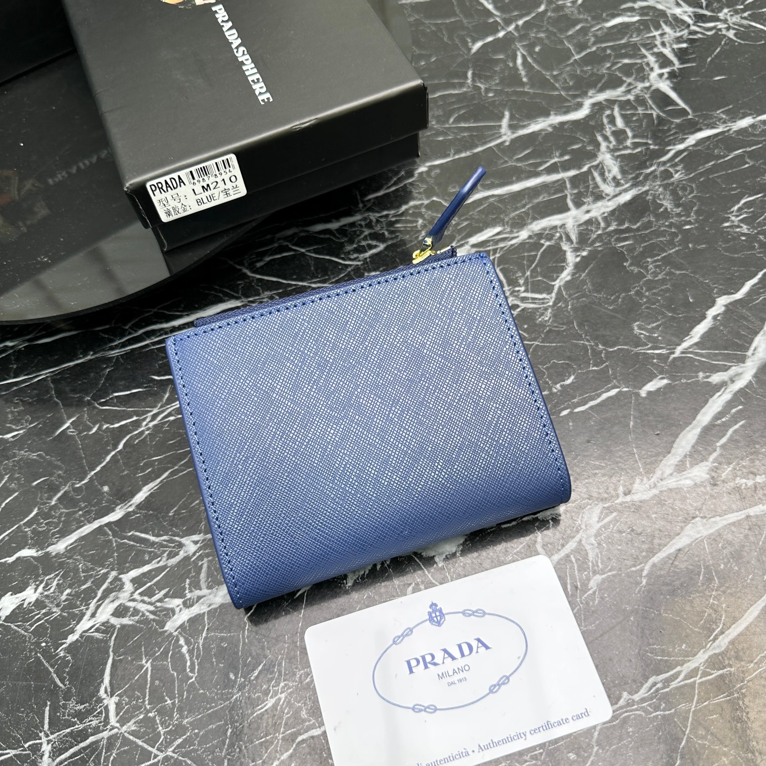 Fashion 3.9″x3.5″x0.8″ Blue Leather Wallet QB-927071
