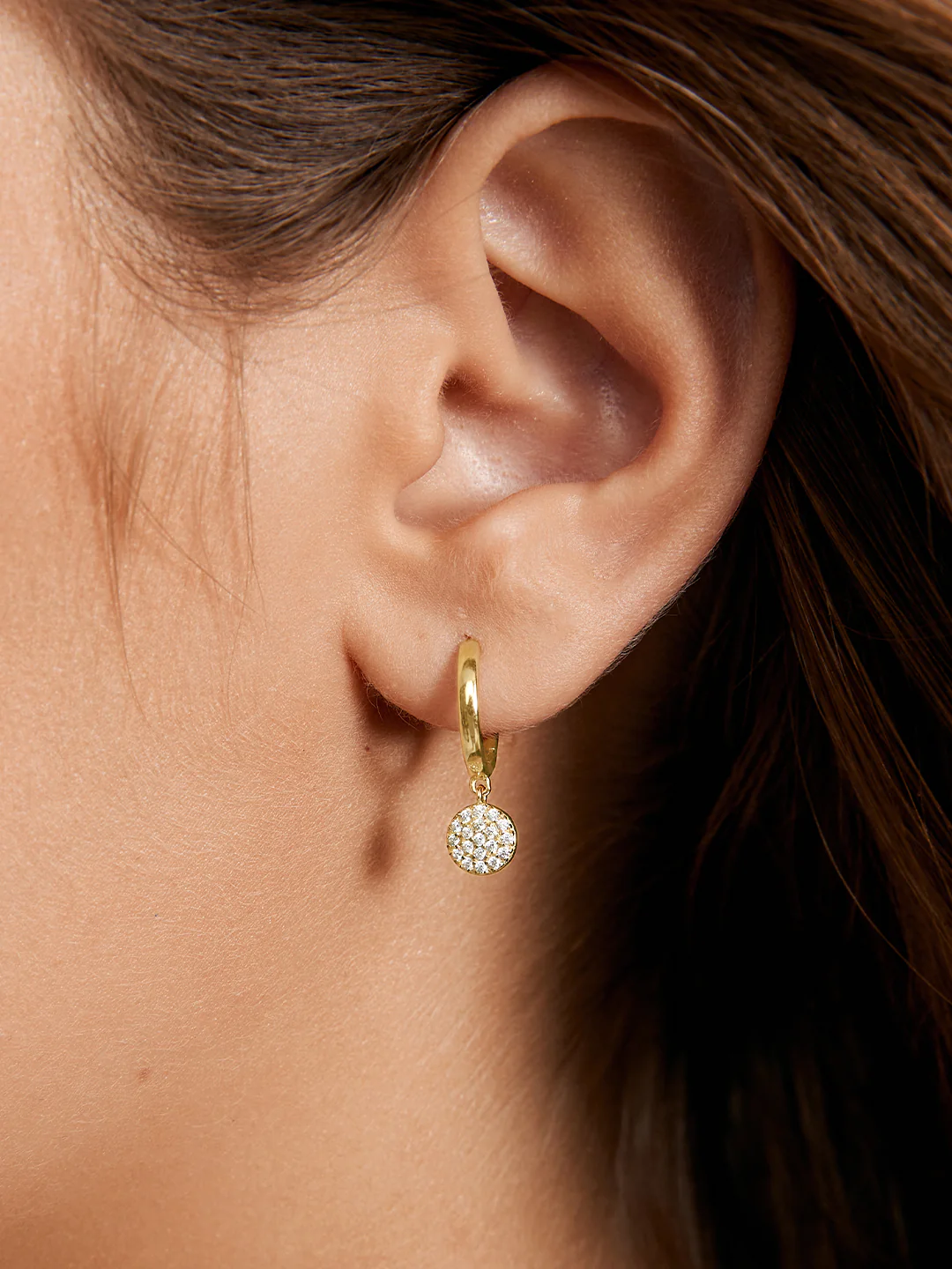 Pave Round Huggie Drops