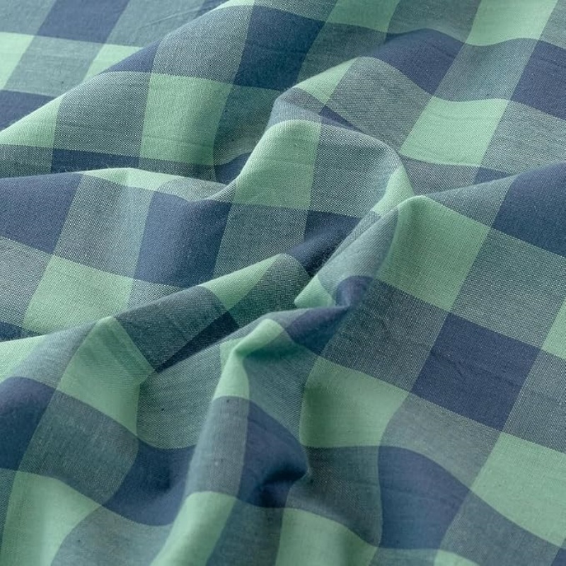 Green Gingham Grid Duvet Cover Queen