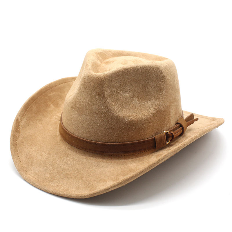 Men's Western Buckled Band Wide Brim Suede Cowboy Hat