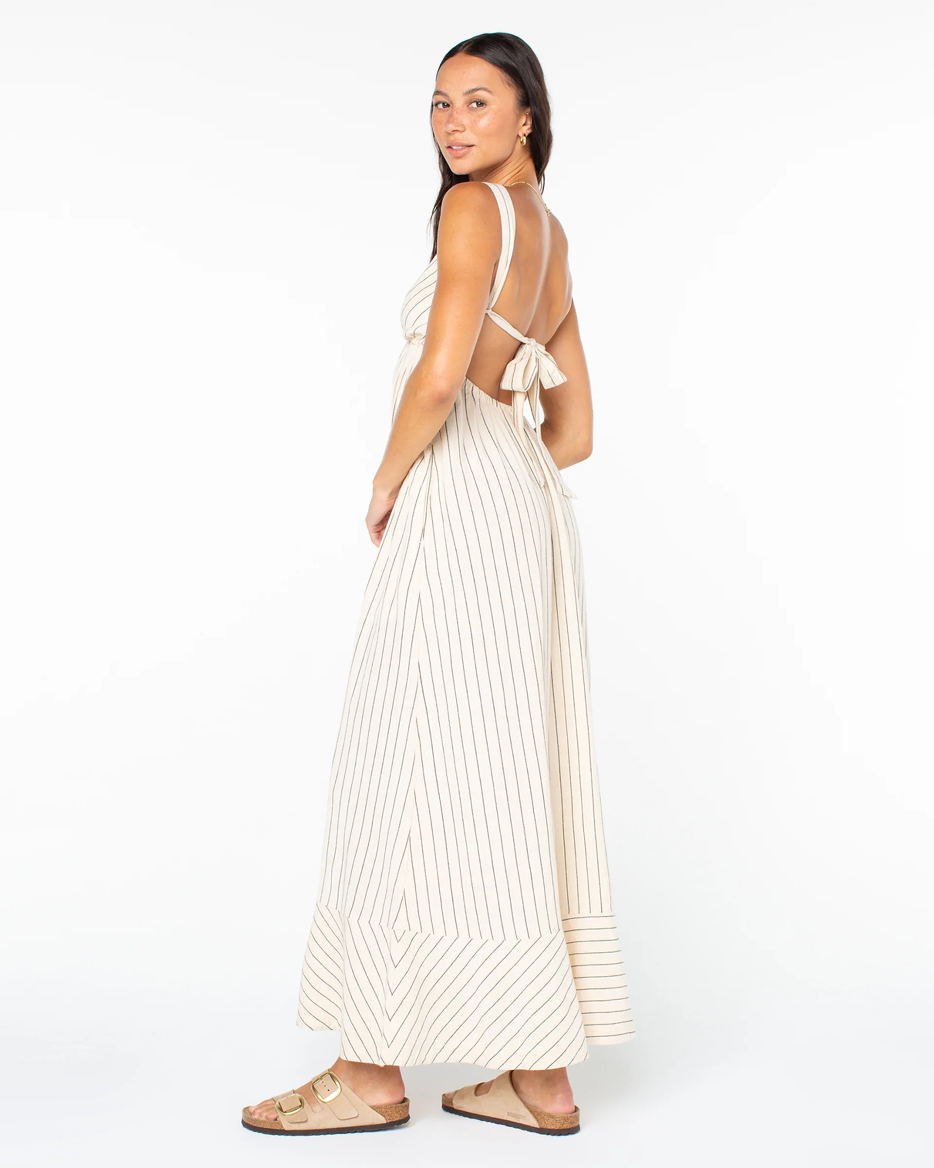 Wilder Coast Dress - Parchment Simple Stripe