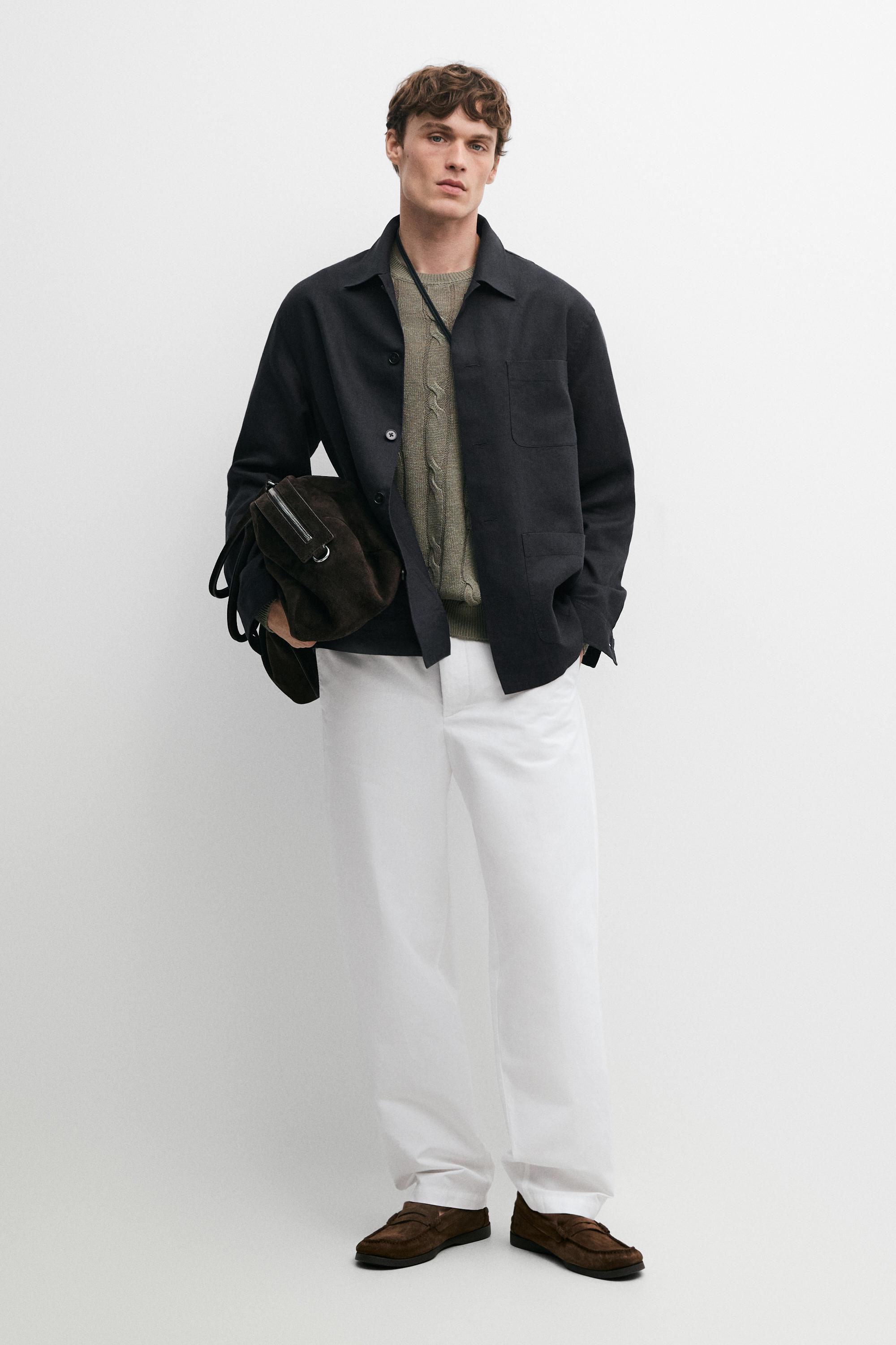 Pantalón popelín barrel fit algodón lino