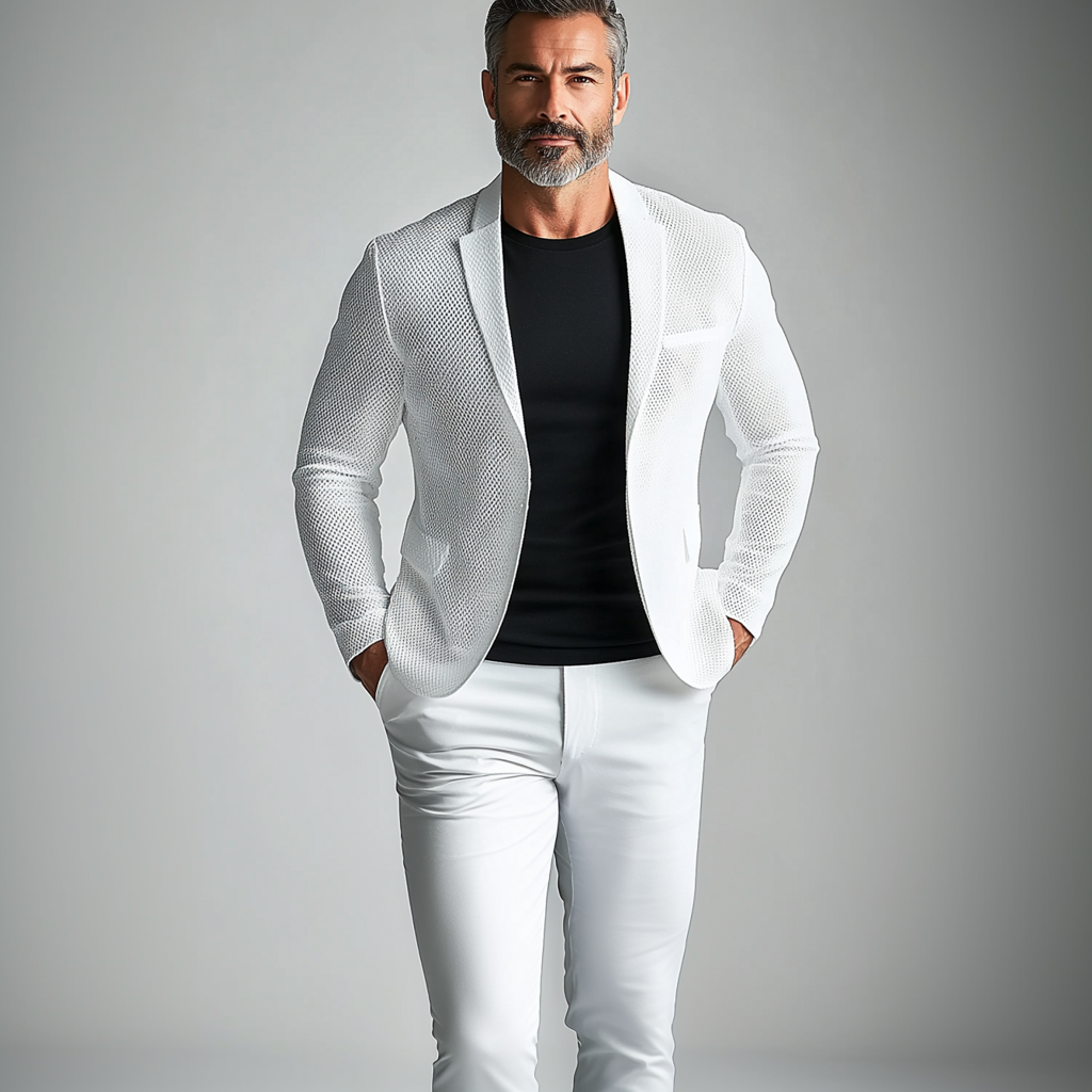 Men's Hollow Out Lapel Collar Button Solid Long Sleeve Blazer