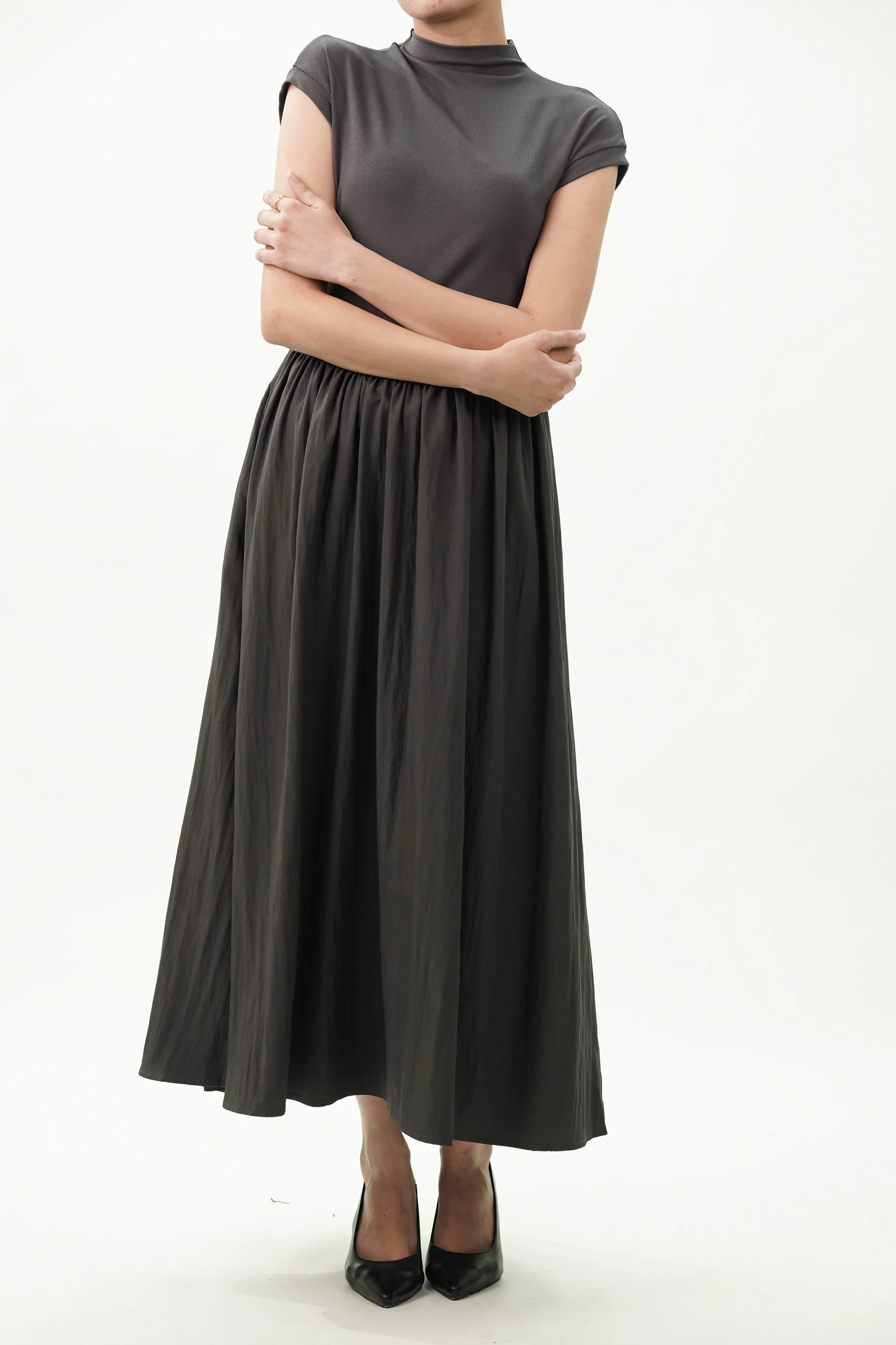Turtle Neck Fit And Flared Knit Dress