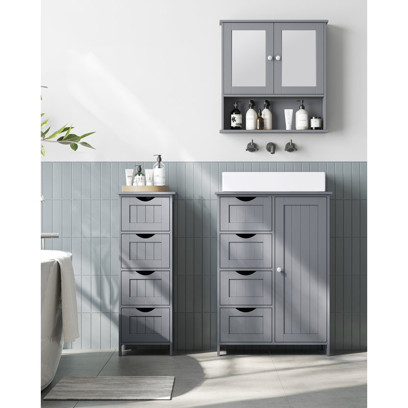 Manhattan Floor Storage Cabinet, Cabinet Freestanding, with 4 Drawers, Adjustable Shelf