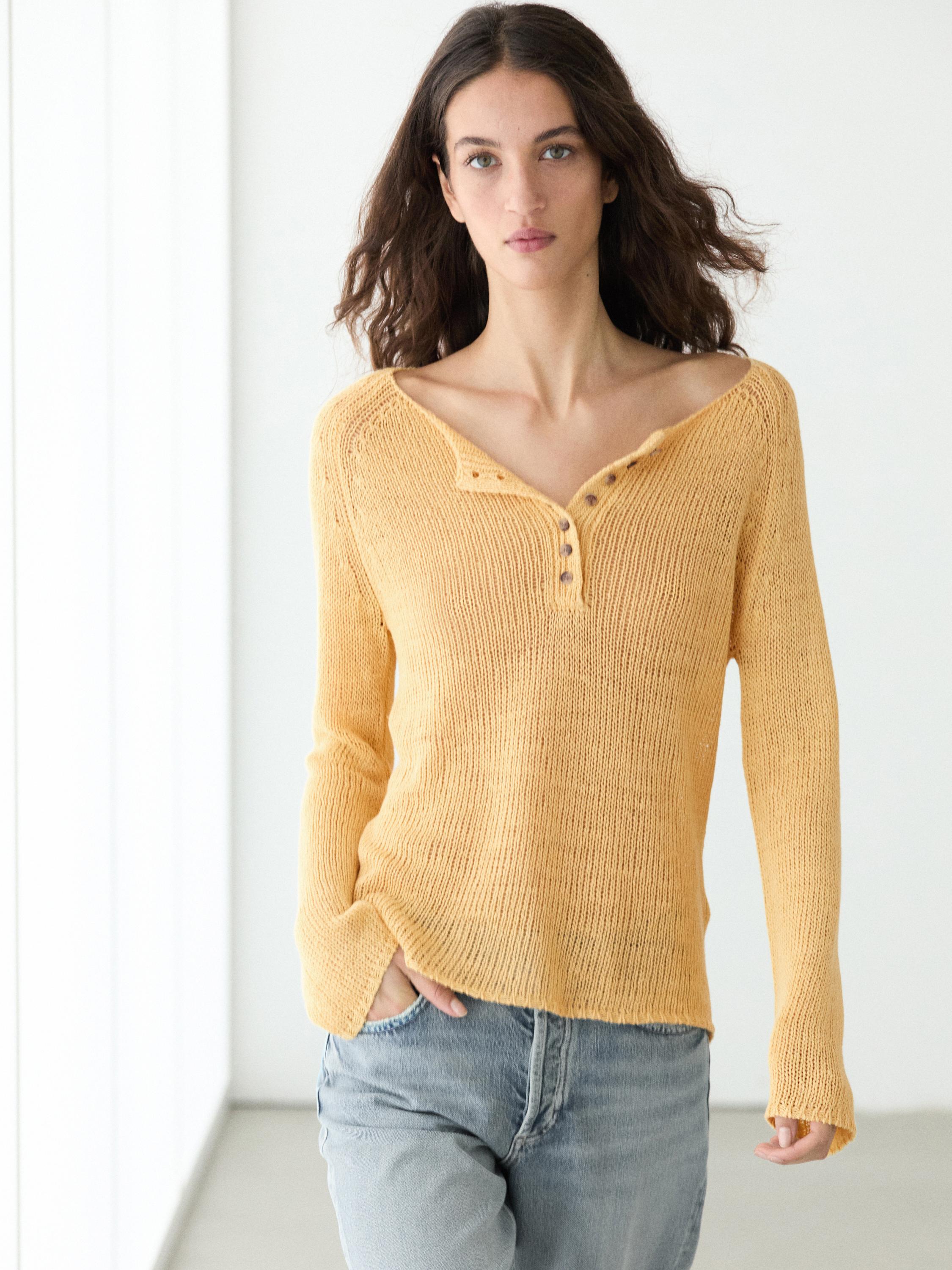 Jersey punto detalle cuello 100% lino