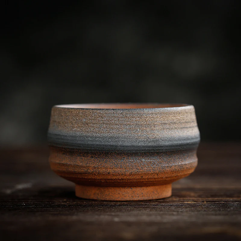 Simple Brown Striped Texture Ceramic Teacup Kung Fu Tea Cup Bowl