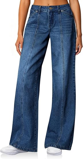 AERLEN Womens Wide Leg Jeans