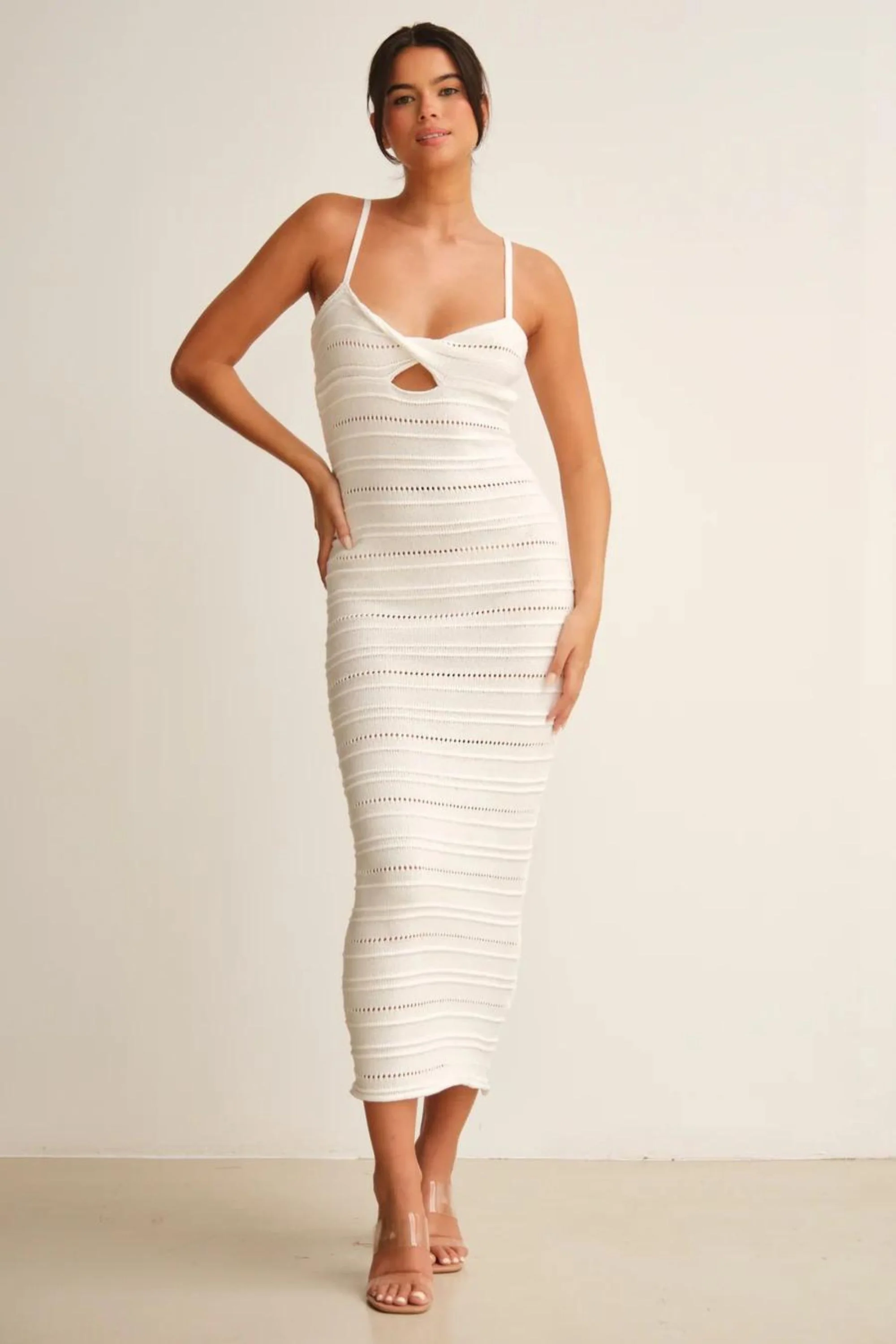 White Breeze Knitted Long Dress