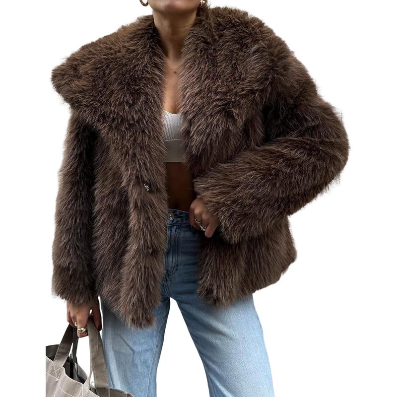 Women's Faux Fur Coat Winter Warm Fluffy Fur Jacket