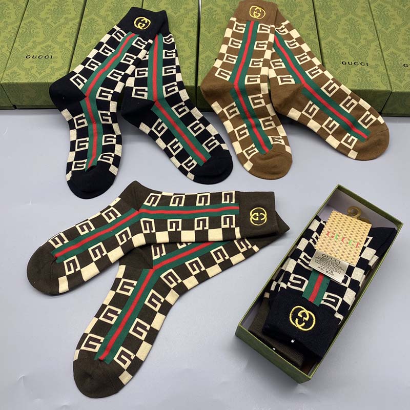 Set of 3 Pairs of Cotton Anti-bacterial Crew Socks WZ-924000163