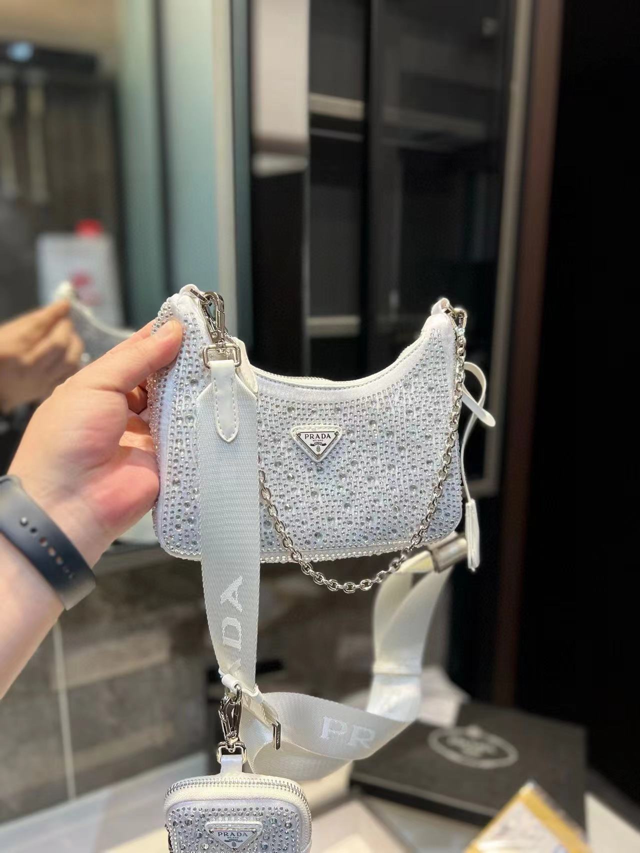 Fashion 8.7″ Full Diamonds Chains Adjustable Strap Shoulder bag with small coin purse BB-921222
