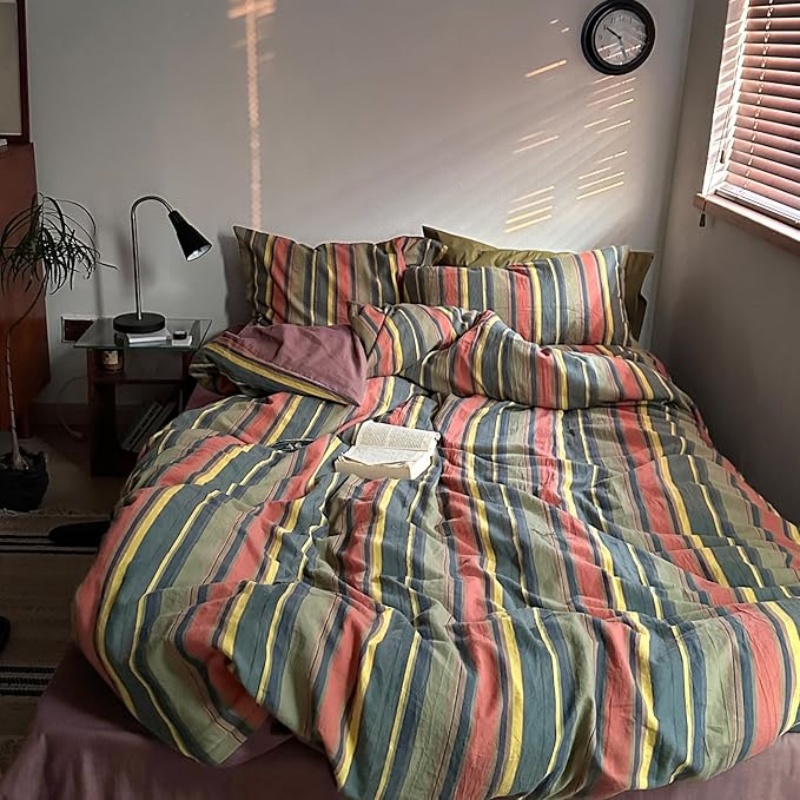 Vintage Striped Duvet Cover Set