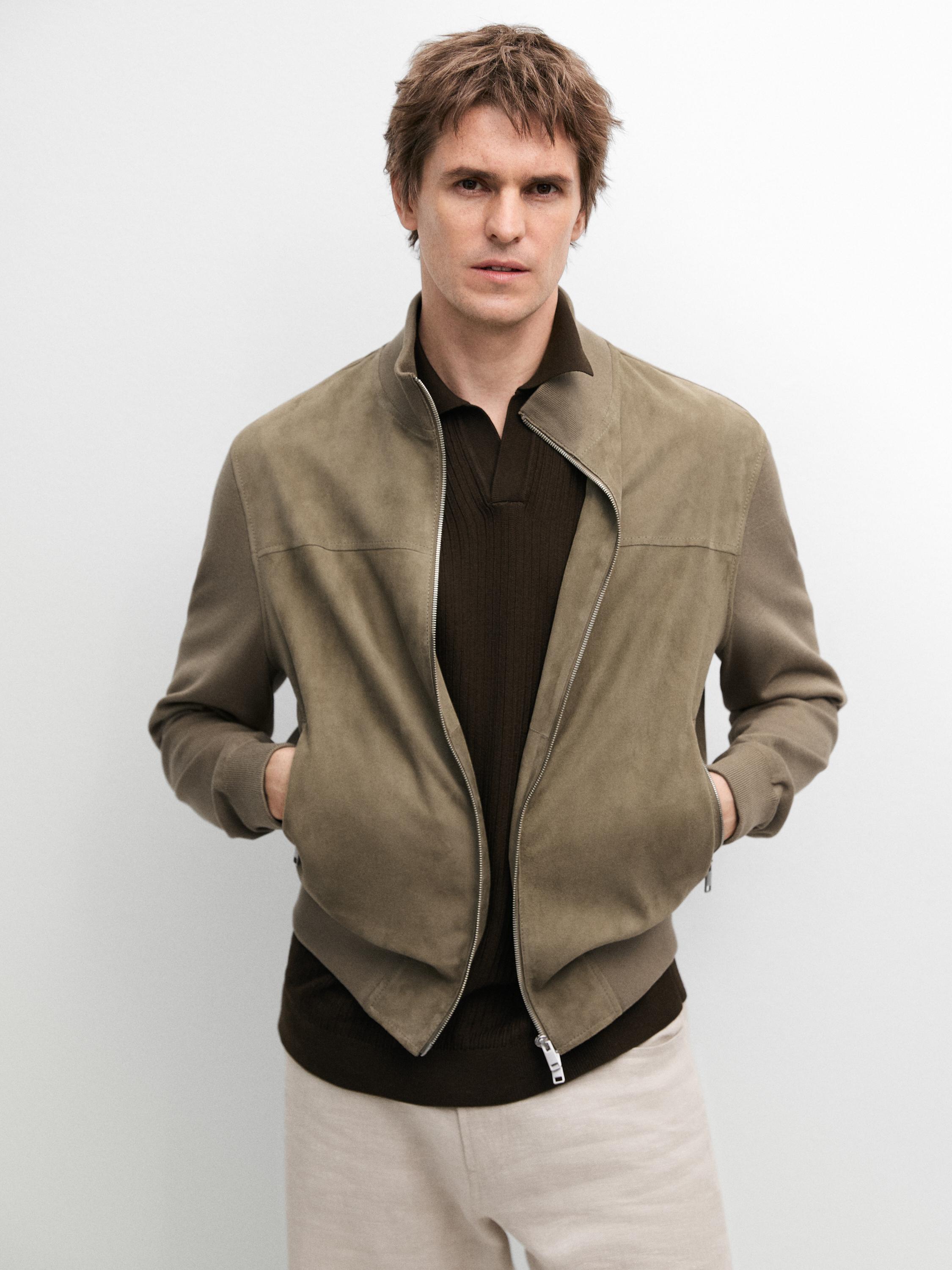 Chaqueta combinada punto piel ante