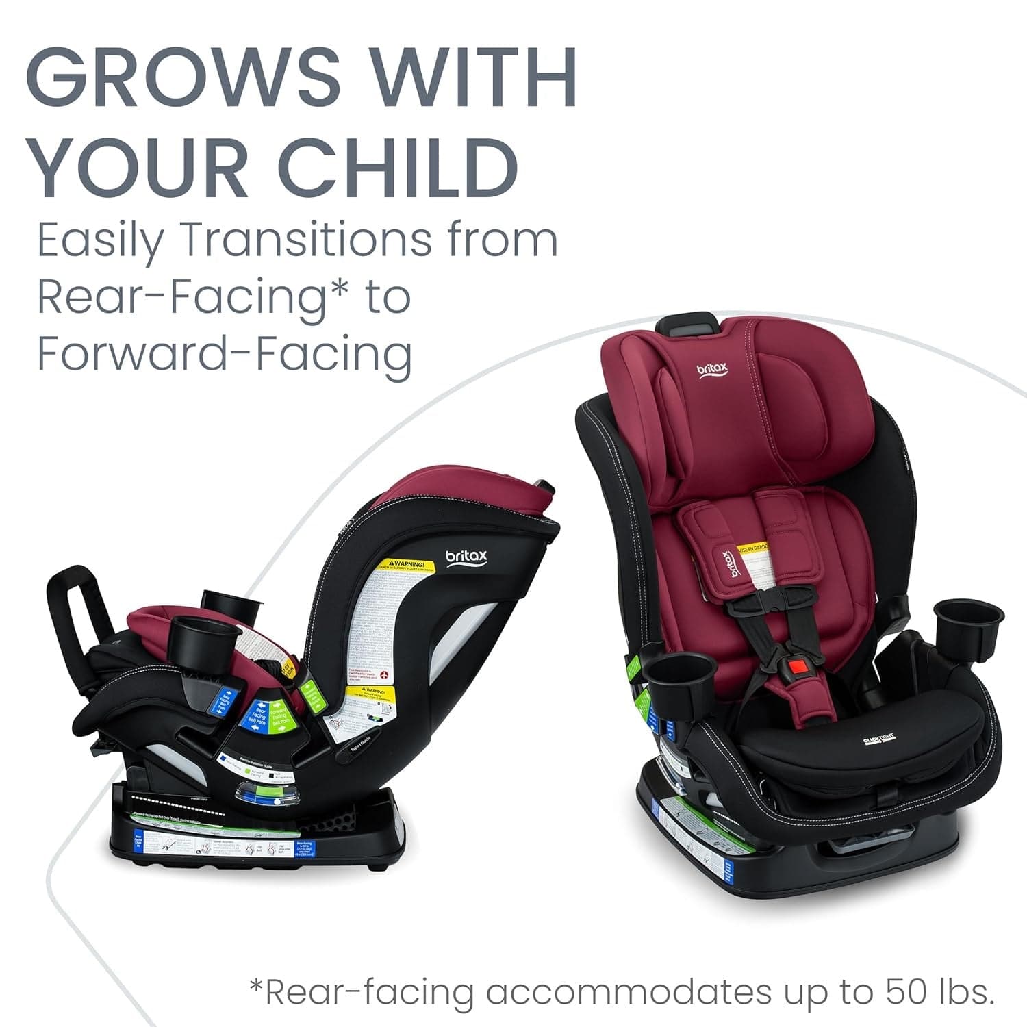 Britax Poplar S ClickTight Convertible Car Seat, Slim 17-Inch Design - Ruby Onyx