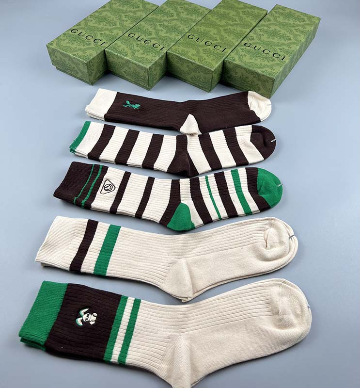 Set of 5 Pairs of Cotton Anti-bacterial Crew Socks WZ-924000174