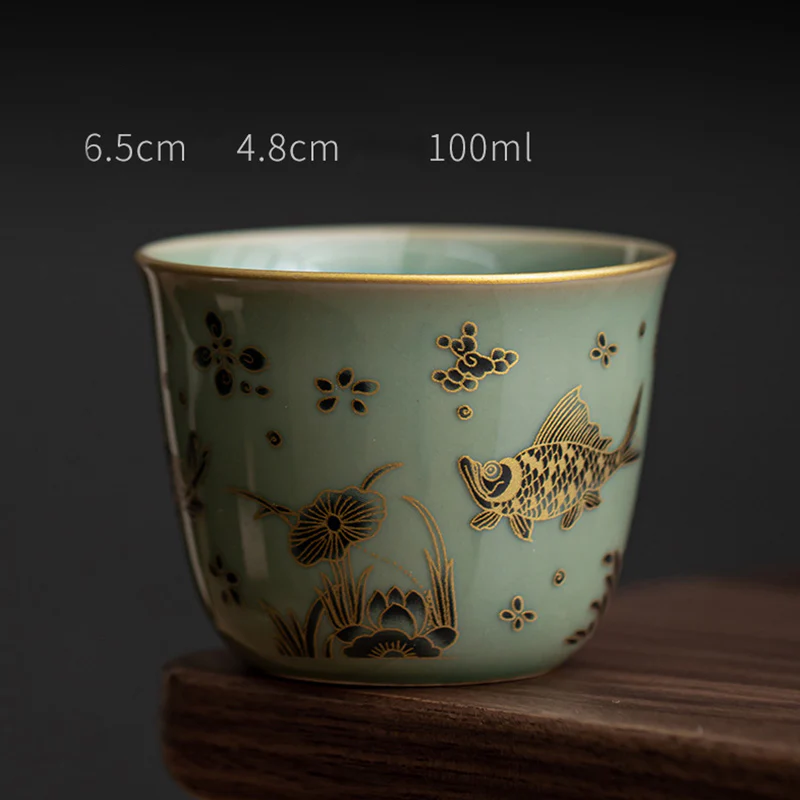 Butterfly Flower Lotus Koi Fish Plum Blossom Ceramic Teacup Kung Fu Tea Cup 100ml