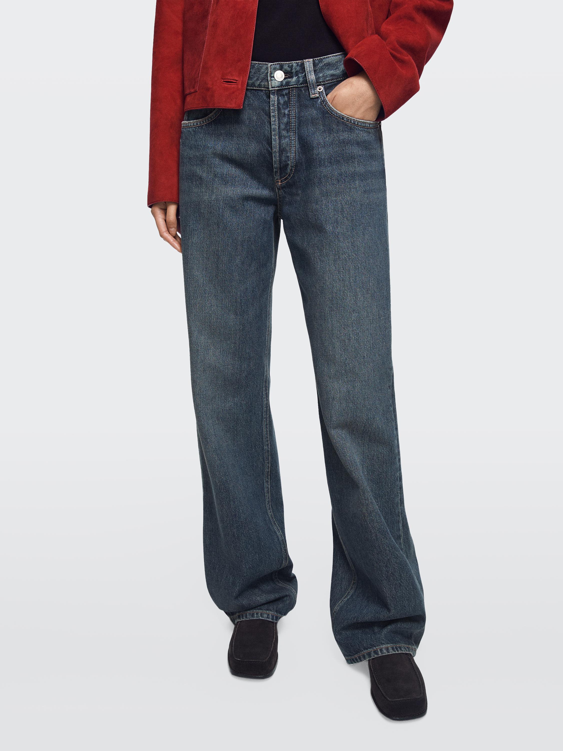 Jeans wide leg tiro medio