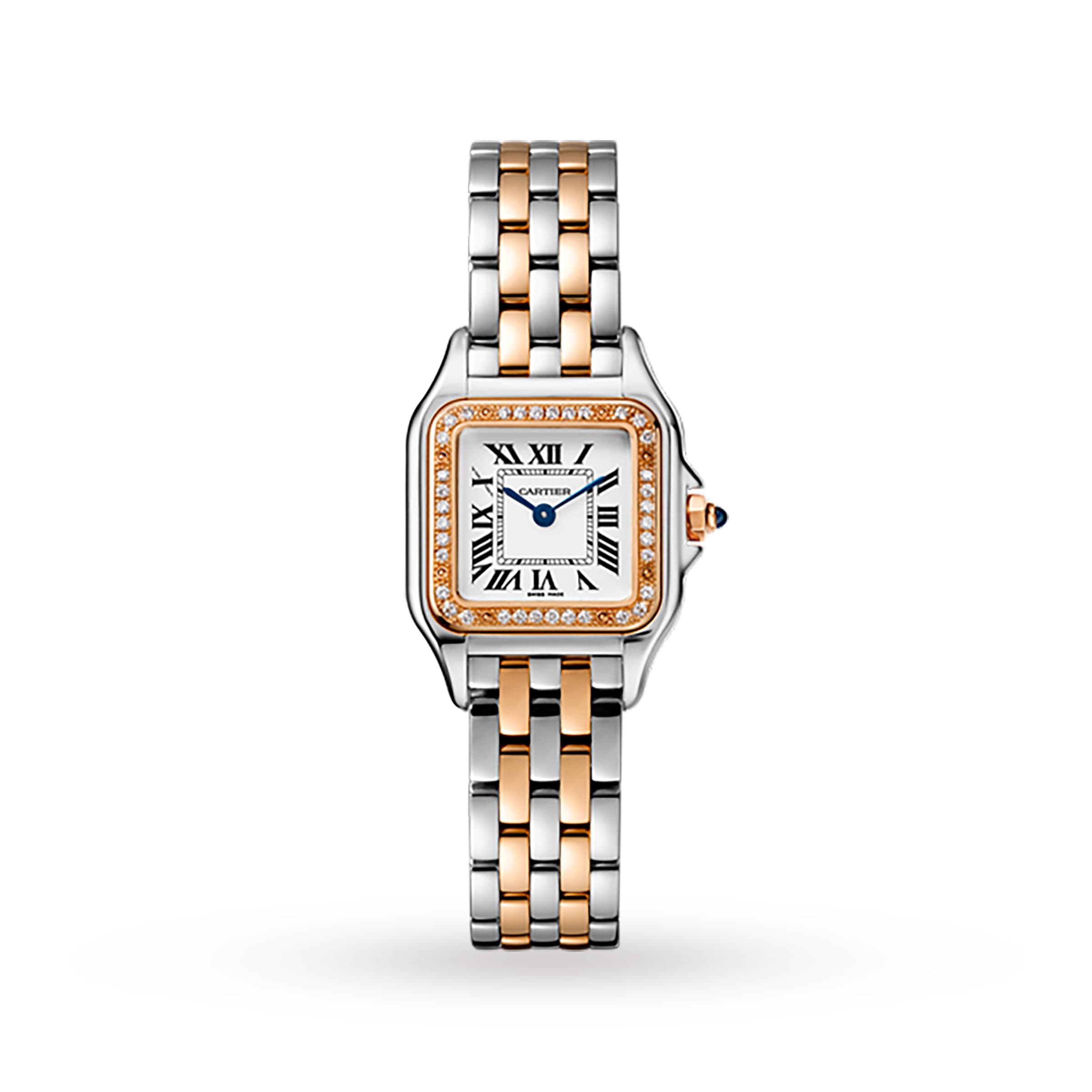 Cartier Panthère De Cartier Watch Small Model, Quartz Movement, Rose Gold, Steel, Diamonds-P17310958