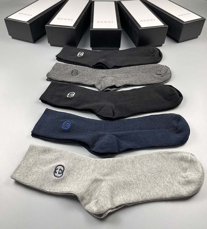 Set of 5 Pairs of Cotton Anti-bacterial Crew Socks WZ-924000175
