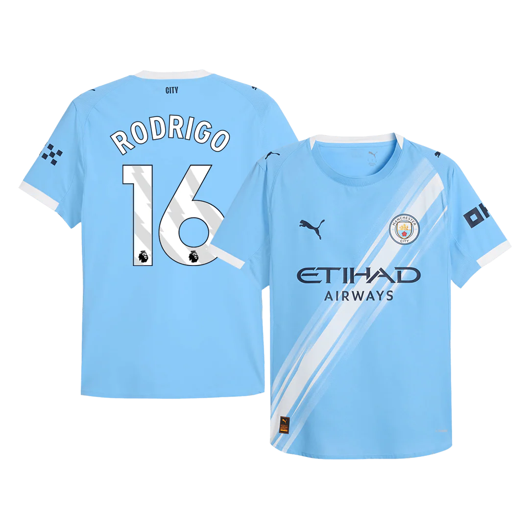 RODRIGO #16 Manchester City Home Player Version Soccer Jersey 2025/26 Blue