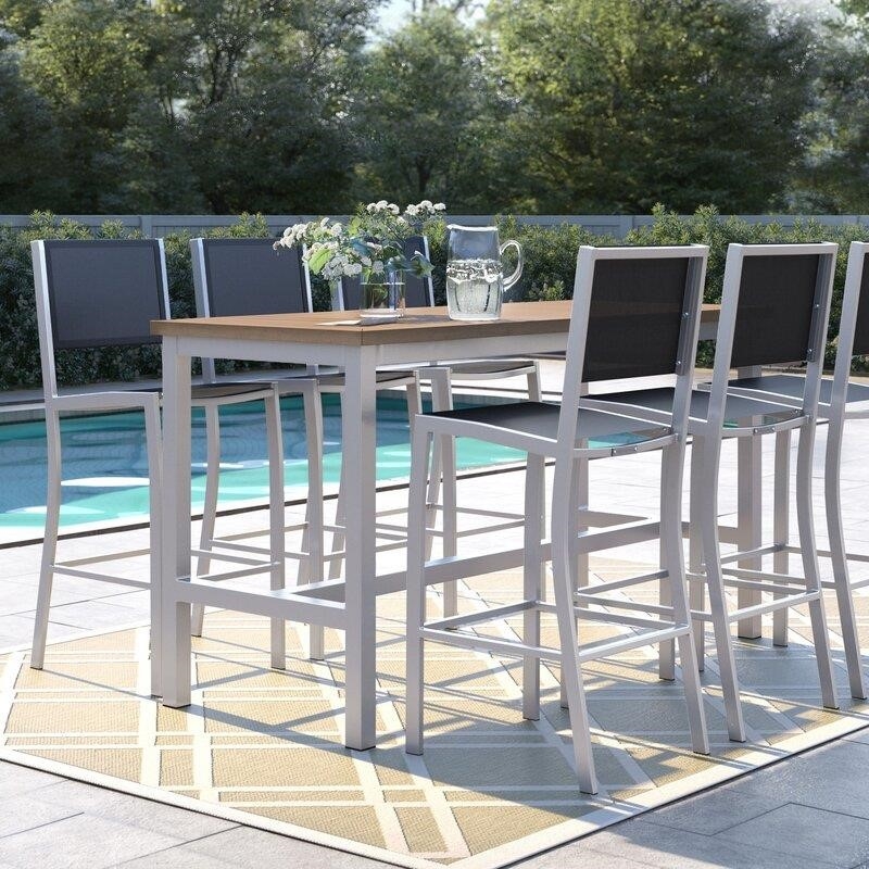 Mckinnon Rectangular 6 - Person 73'' Long Aluminum Bar Height Dining Set