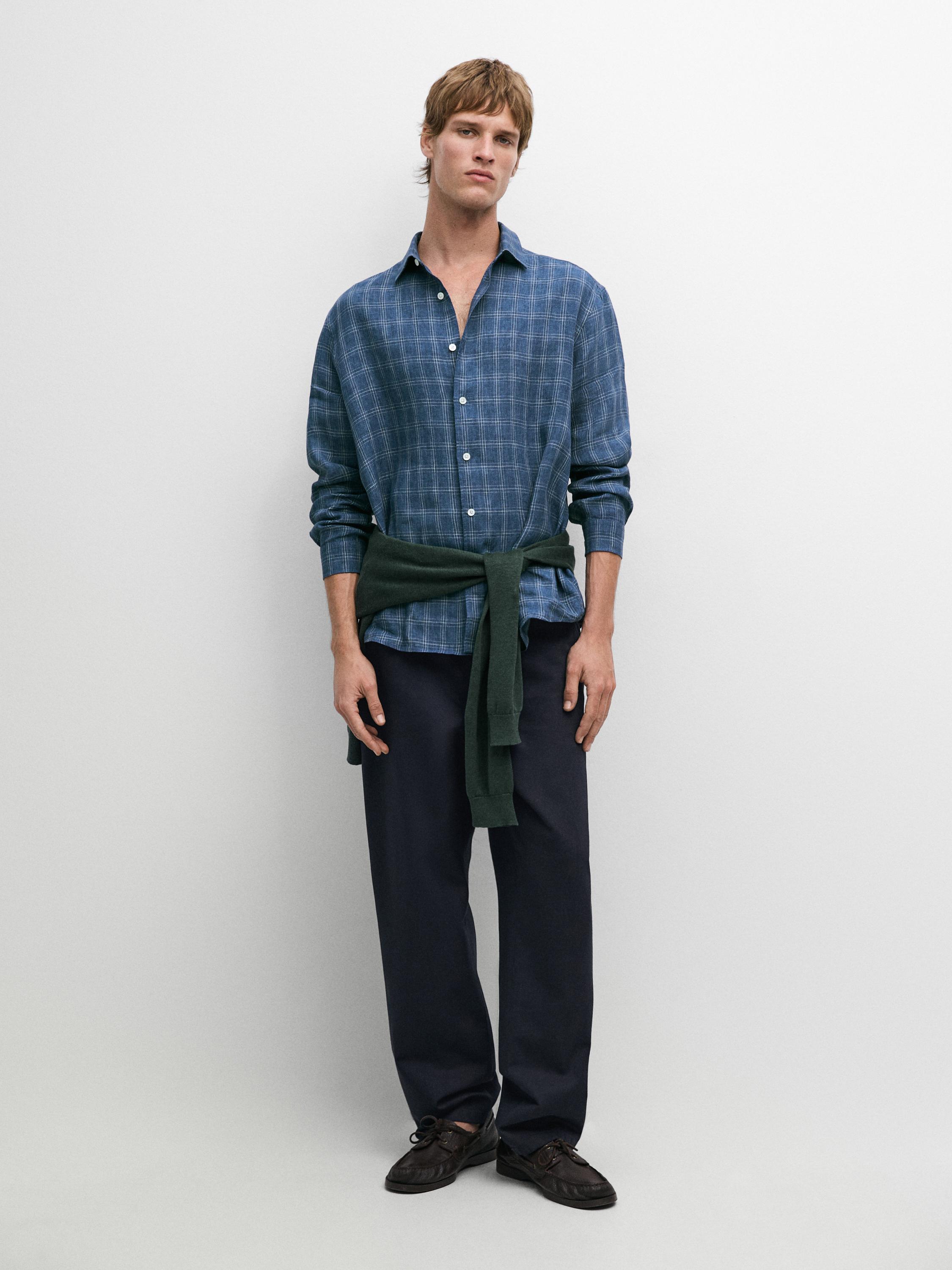 Camisa cuadros 100% lino