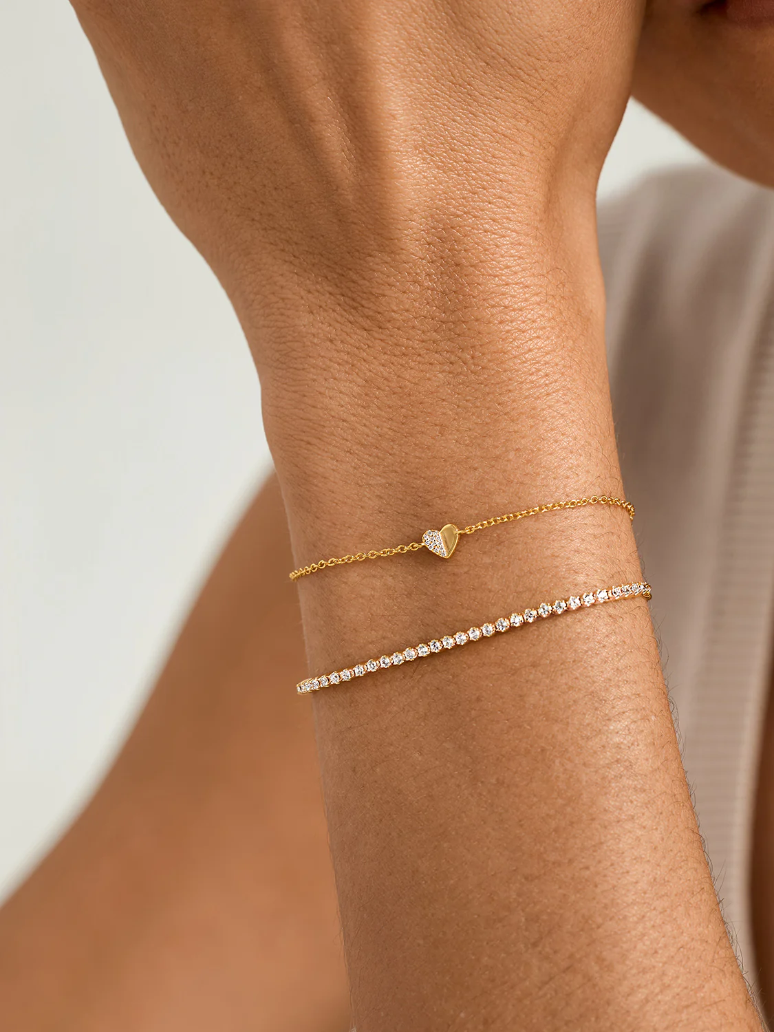 Half Pave Heart Bracelet