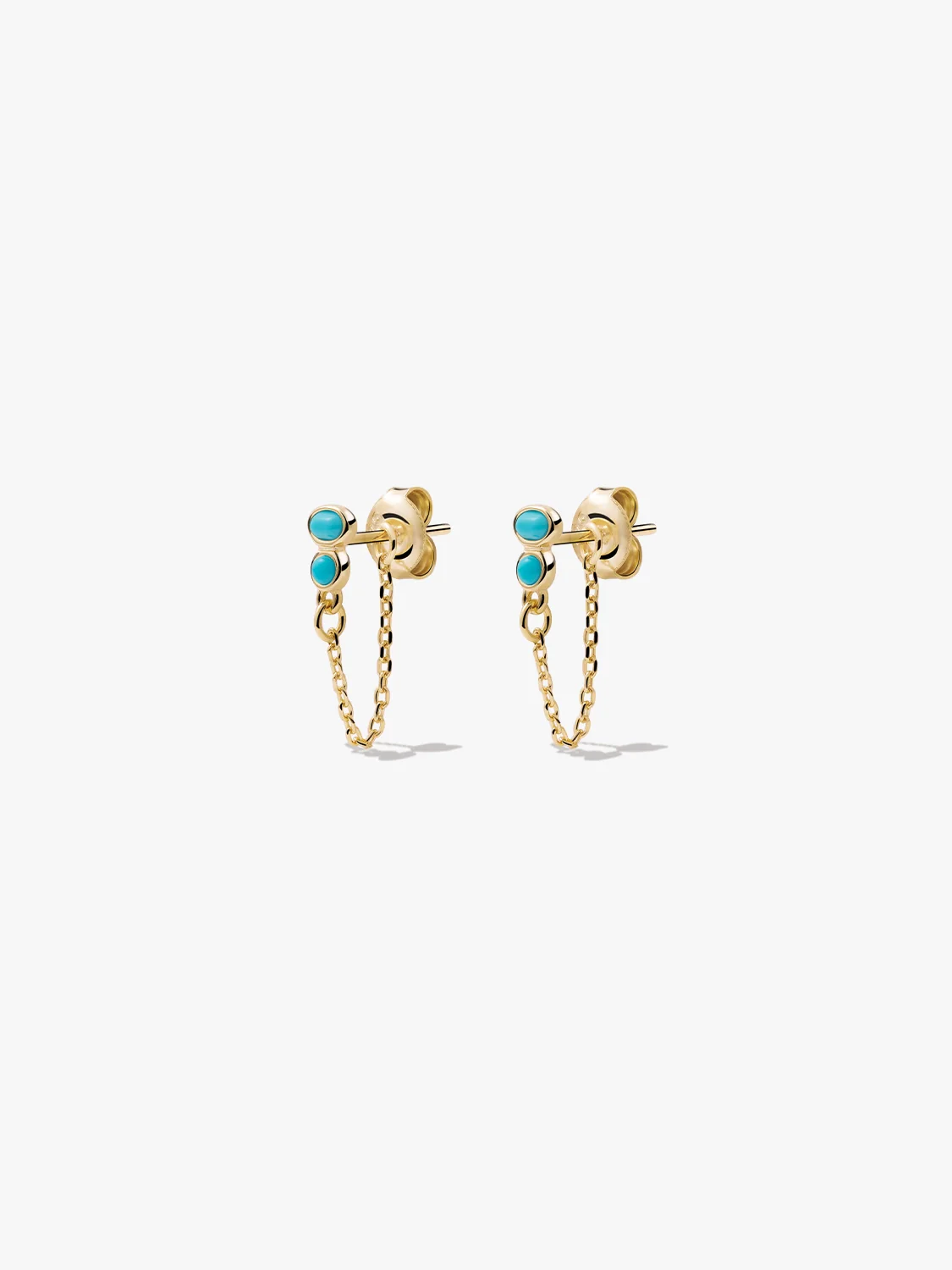 Bezel Turquoise Chain Studs