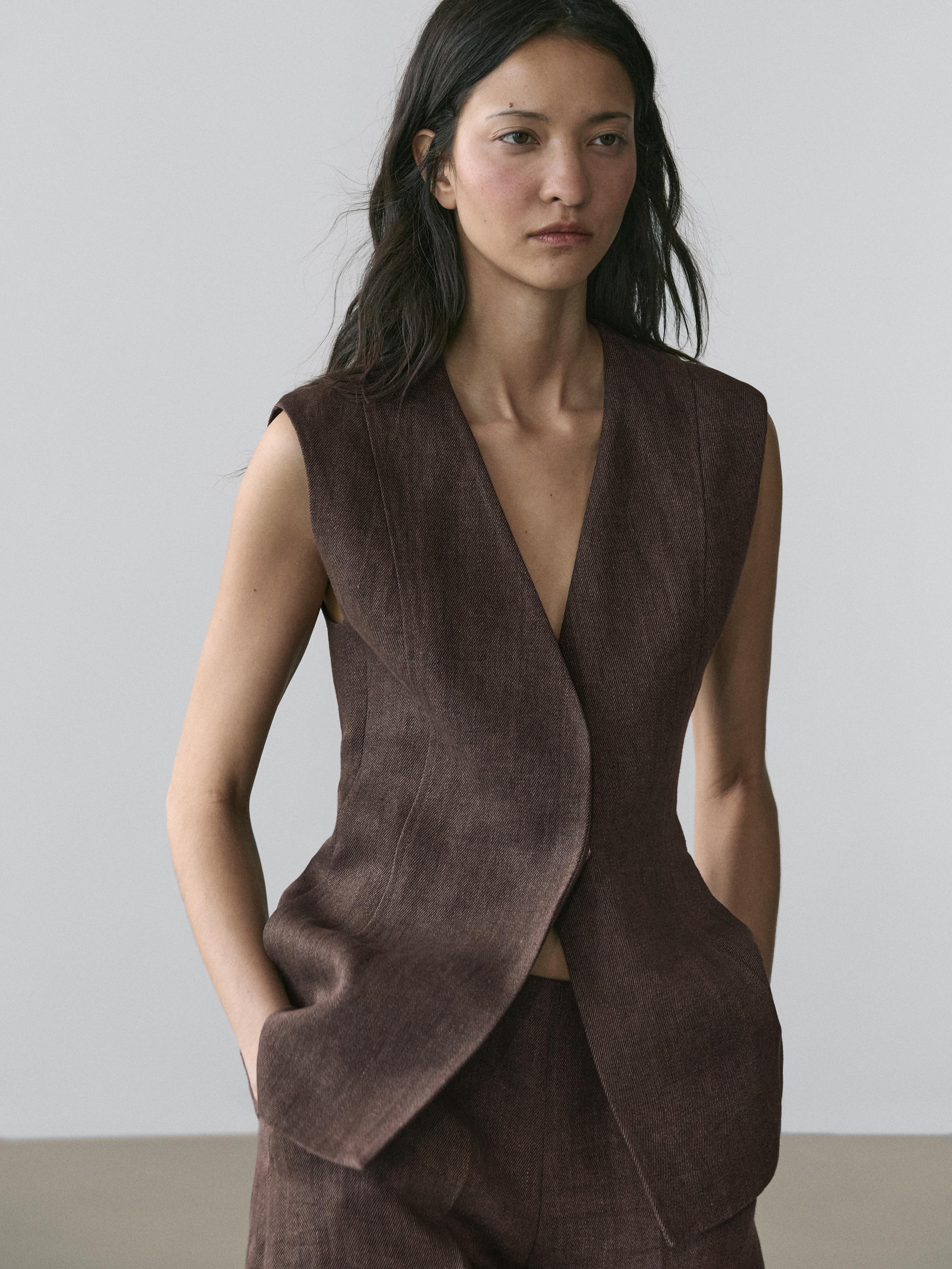 Chaleco traje lino