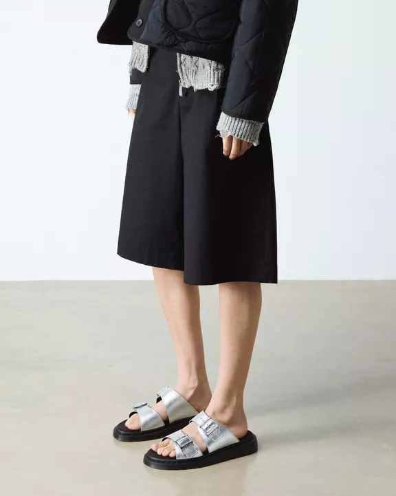 Josef Metallic Leather Slide Sandals