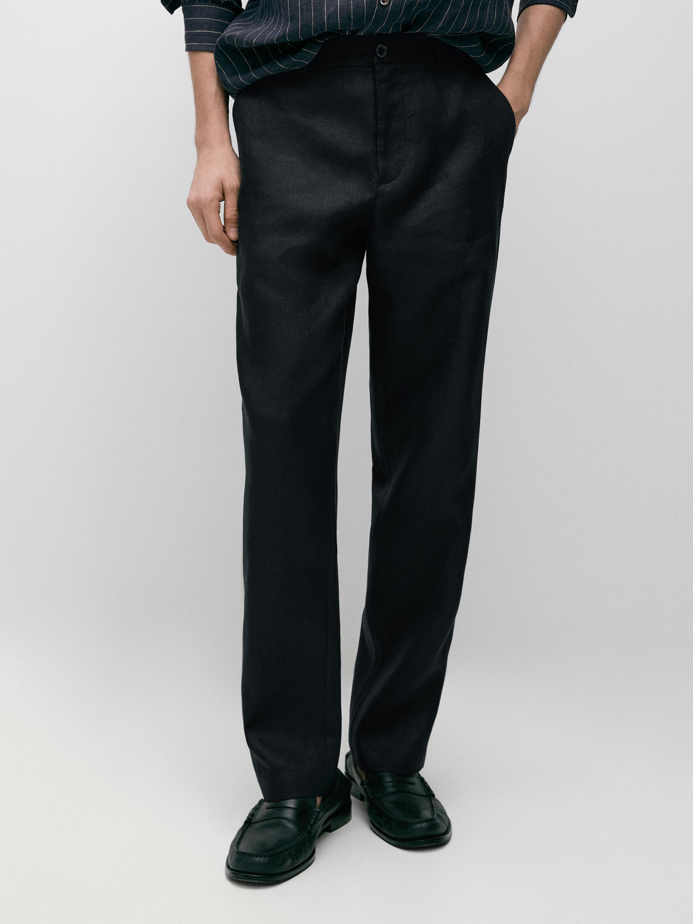 Pantalón tapered fit lino