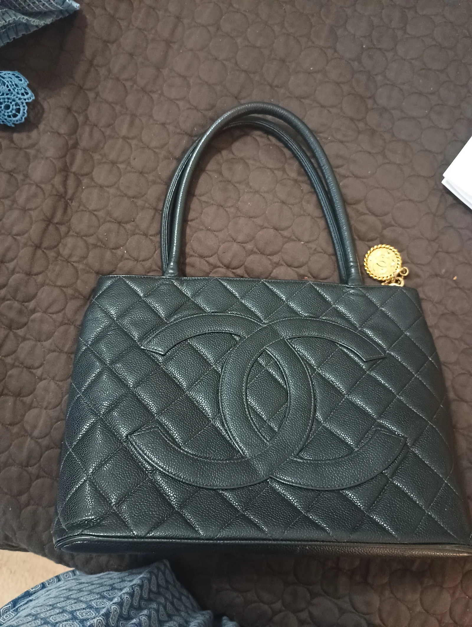 Chanel Caviar Skin Medallion Tote