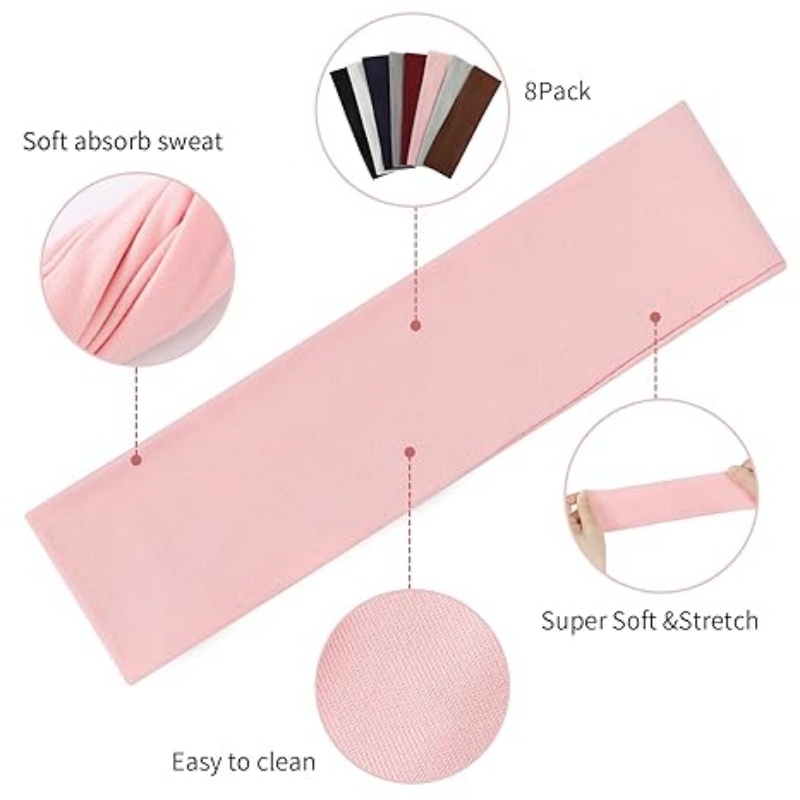 RUNBANDPRO 8 Pack Sport Headbands for Women