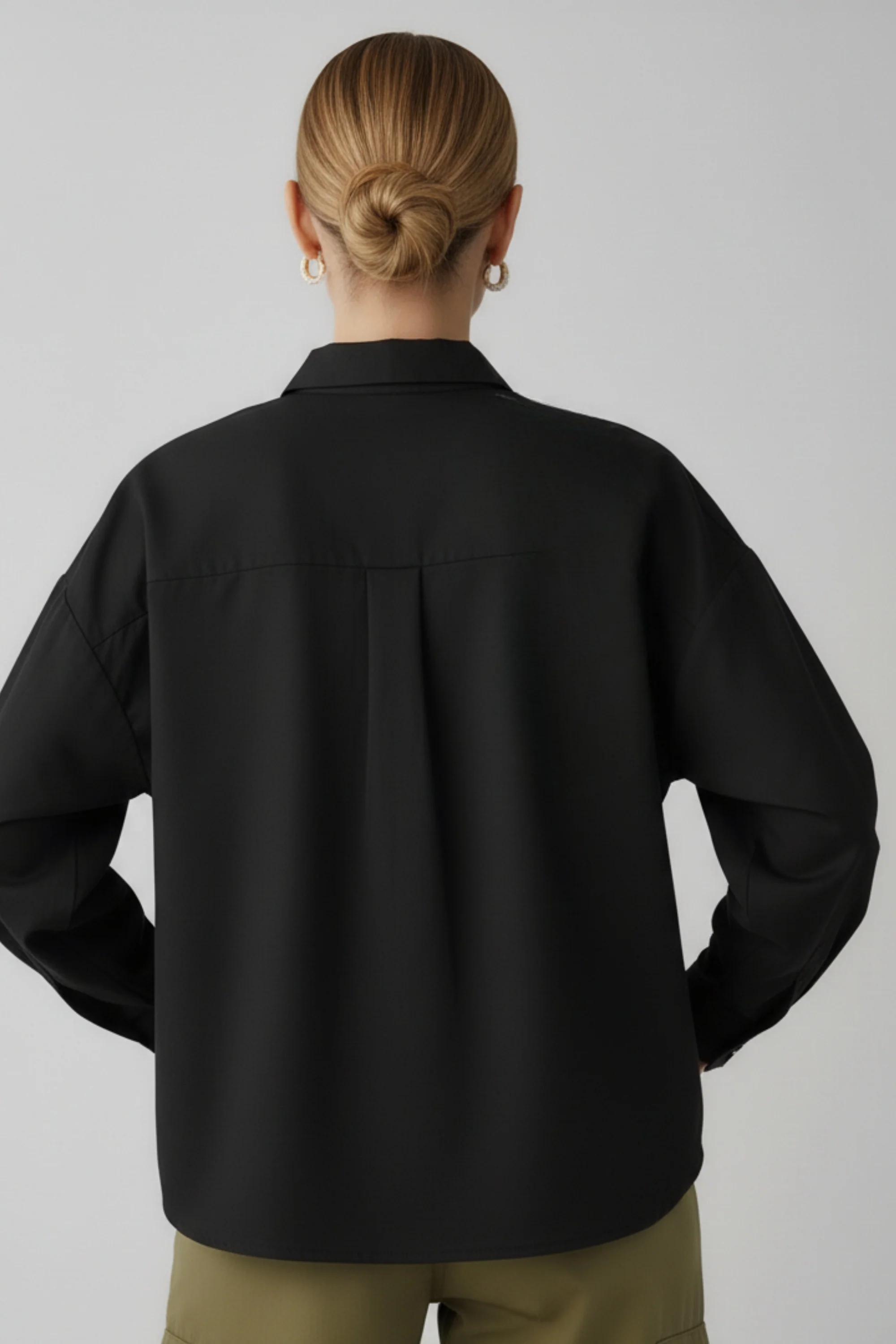 Black Cotton Shirt With Bamboo Embroidery