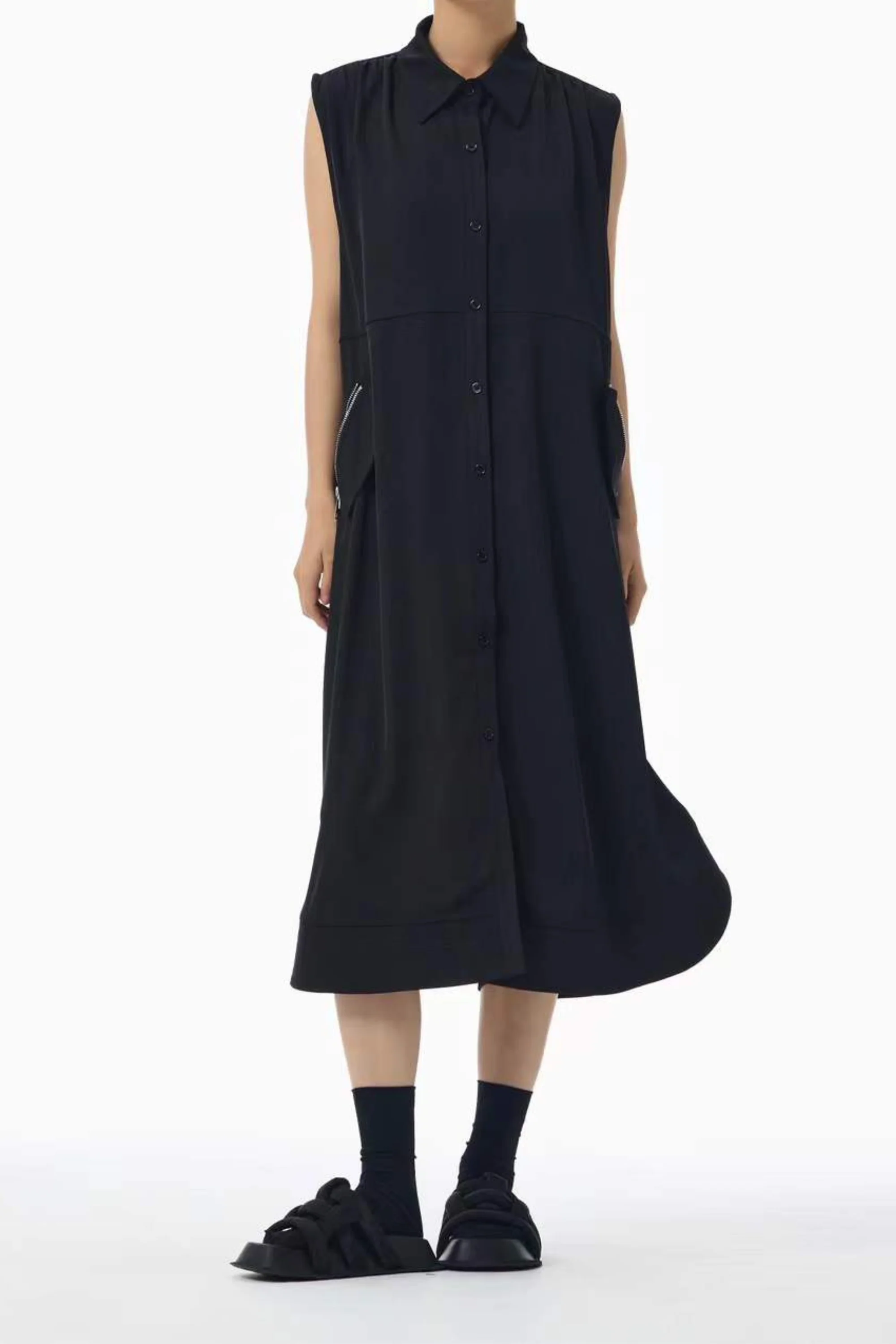 Stone Grey Button-down Dress