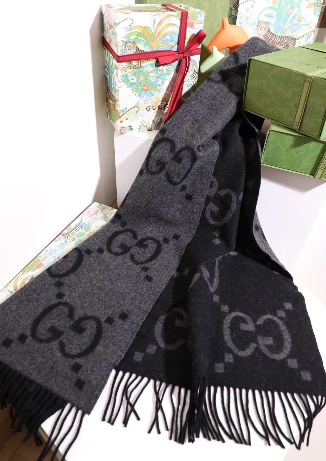 2 Color 17.7″x78.7″ Fashion Autumn and Winter Premium 100% Cashmere Scarf Blanket WJ-985046