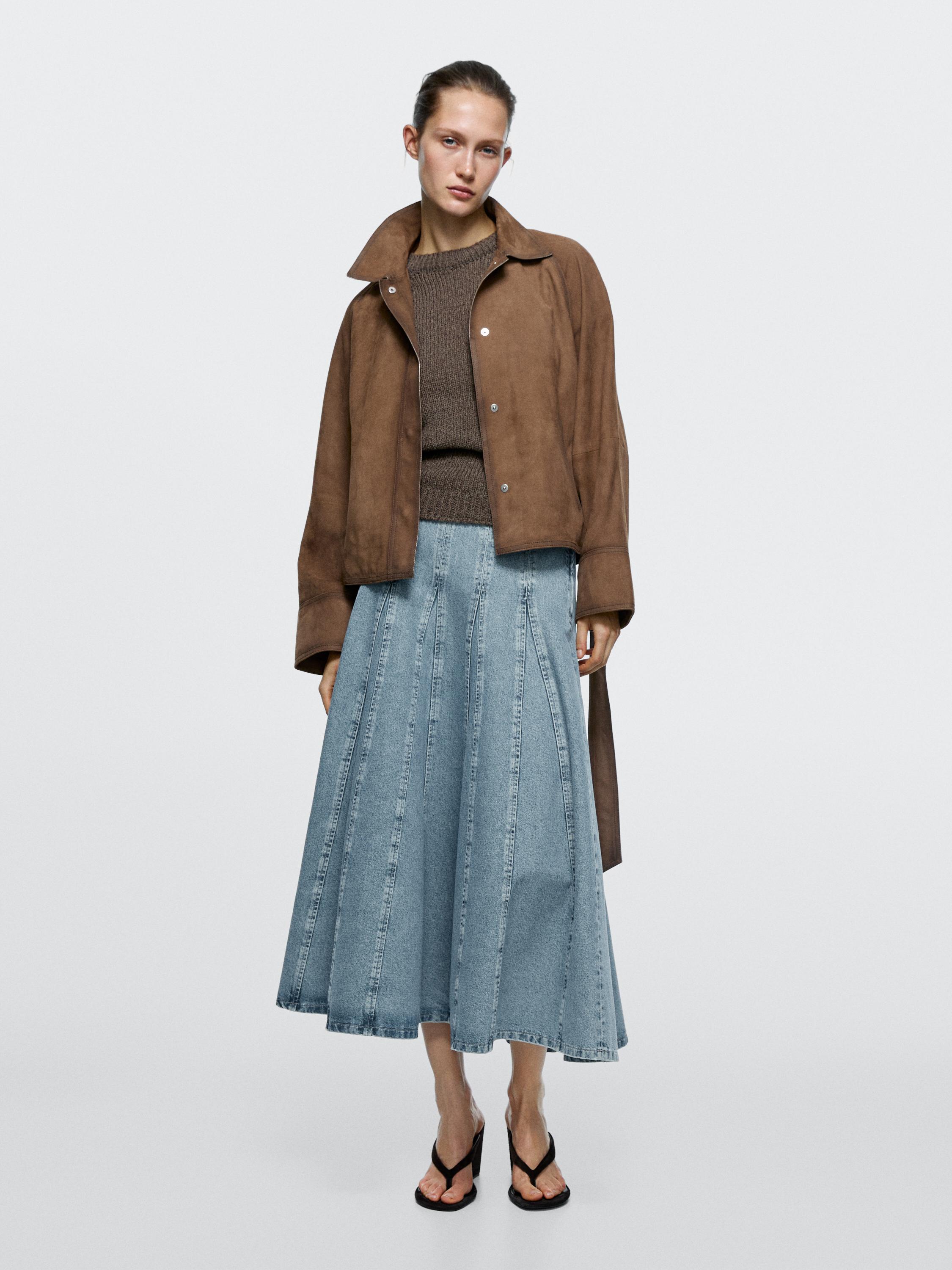Falda midi godet denim