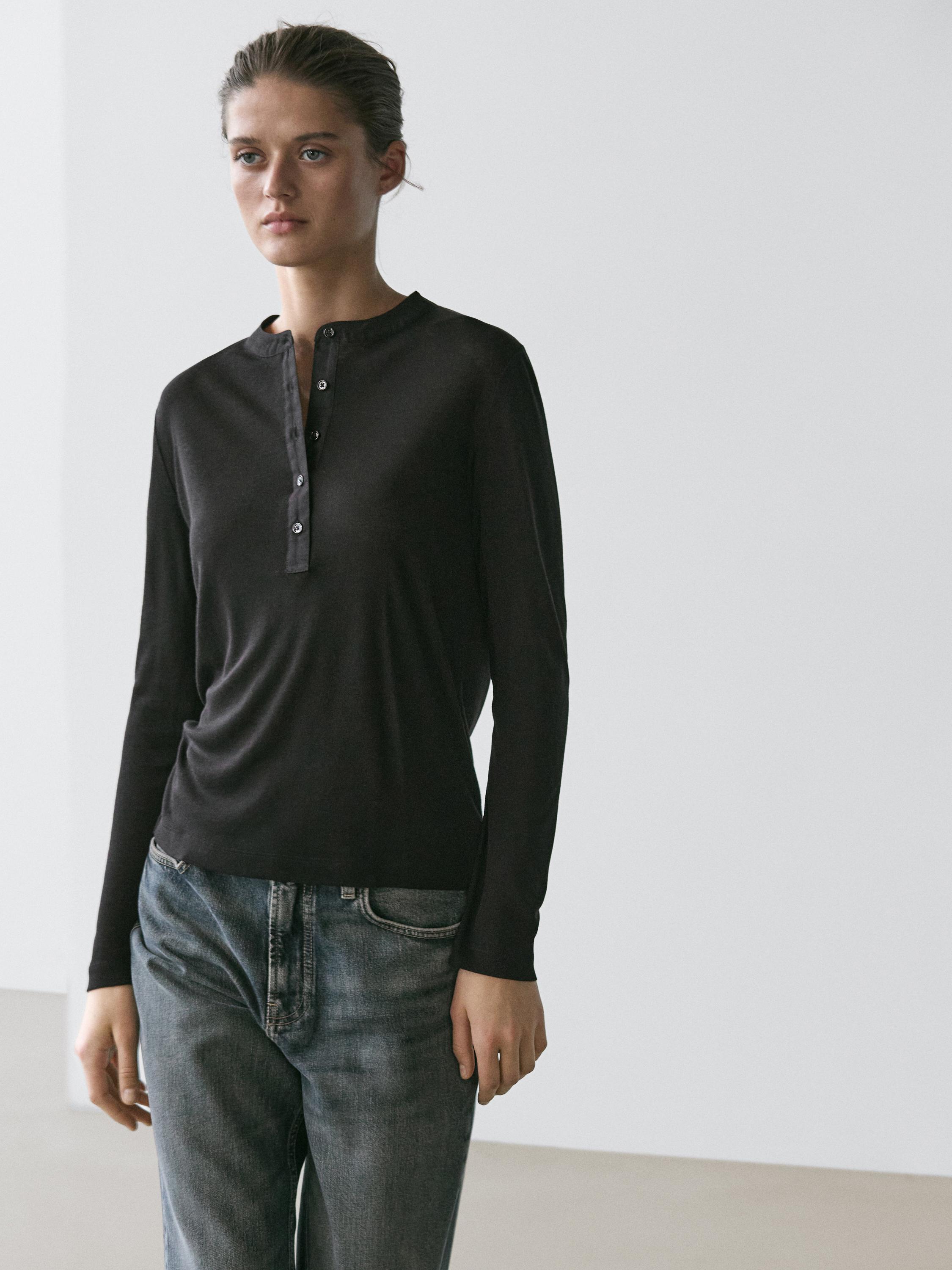 Camiseta cuello panadero con lana