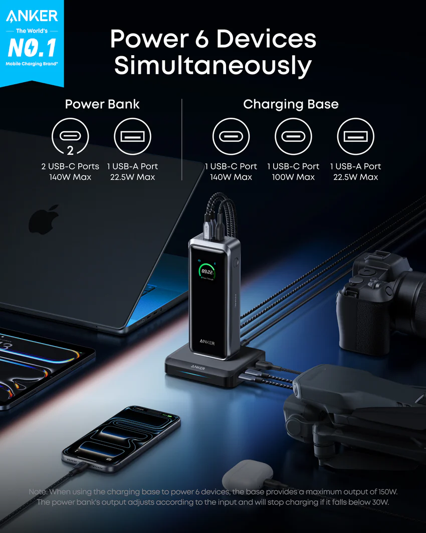 Anker Prime Power Bank (26K, 300W) with Charging Base