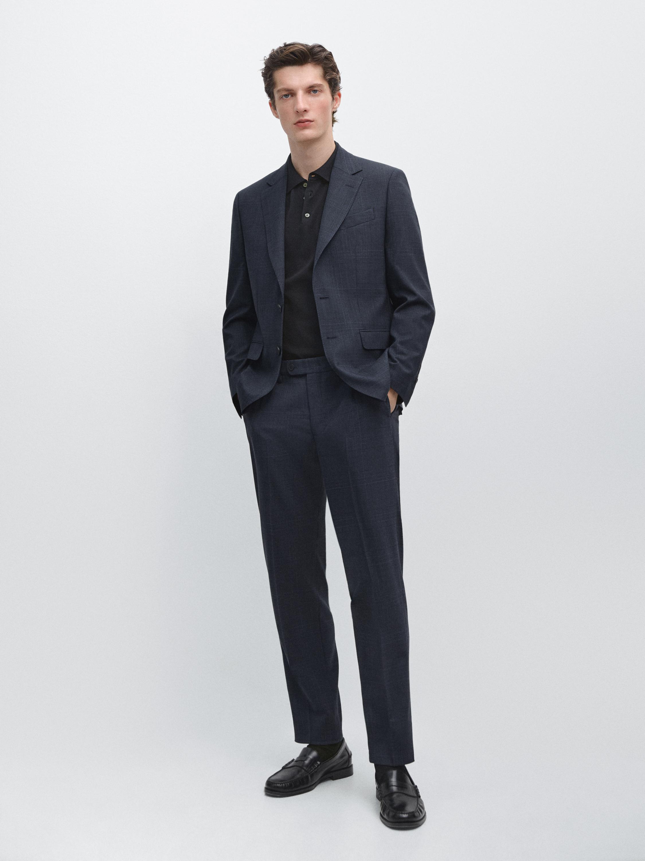 Pantalón traje cuadros mezcla lana fría