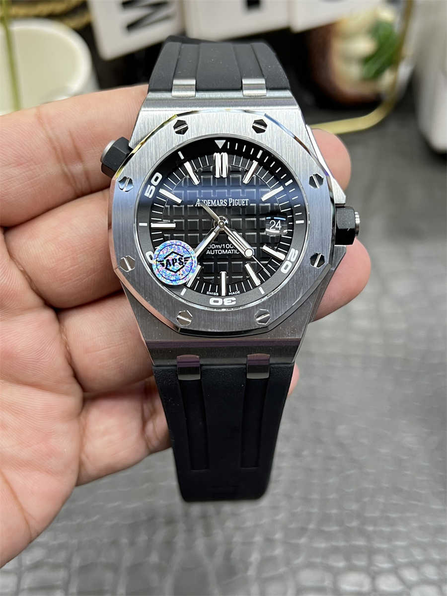 APS Audemars Piguet Royal Oak Offshore Diver 15703ST Replica – 42mm Steel Case, Black Dial, Cal.3120 Automatic Clone