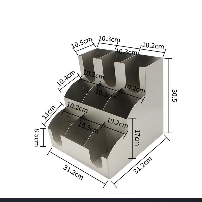 Stainless Steel 9 Compartment Cup,Lid, Utensil, Straw Holder Organizer