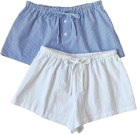 AERLEN Women's 2 Pack Linen Shorts