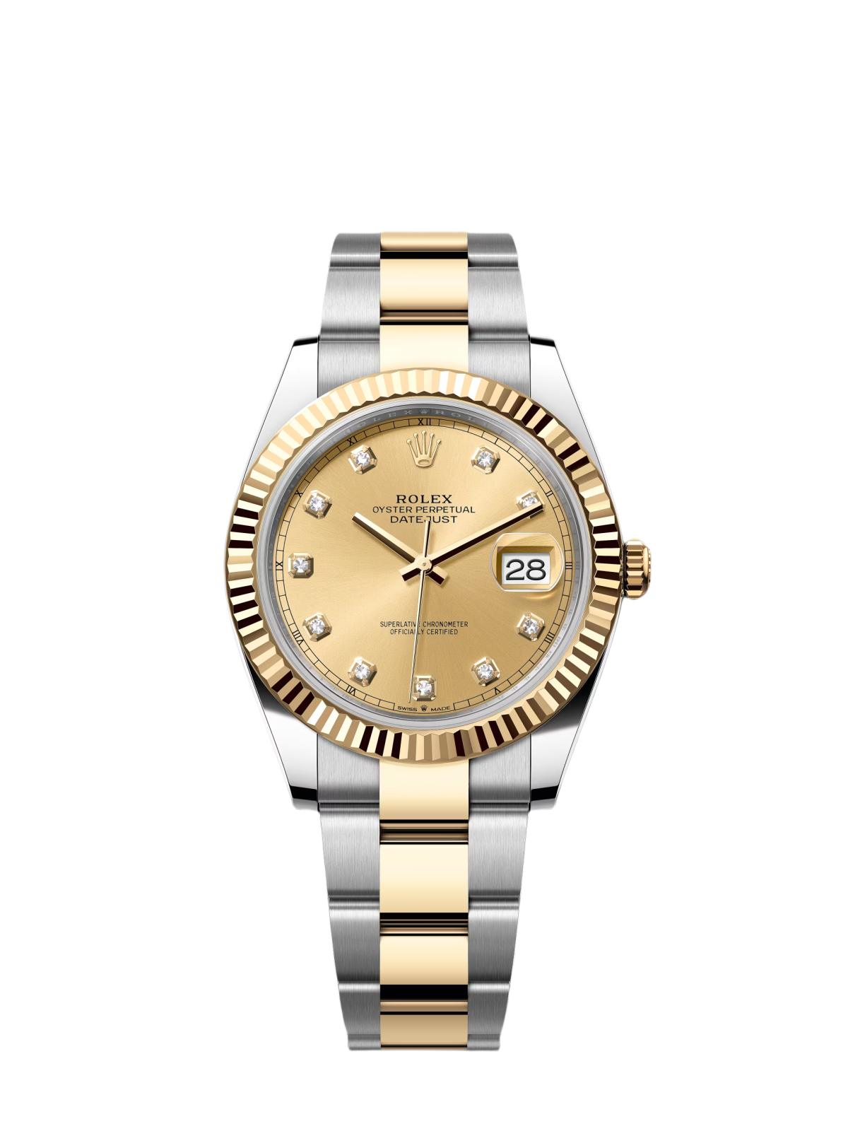 【Super Clone】RLX  Datejust 41mm Two-Tone Yellow Gold Fluted Bezel Champagne Diamond Dial Oyster - 126333