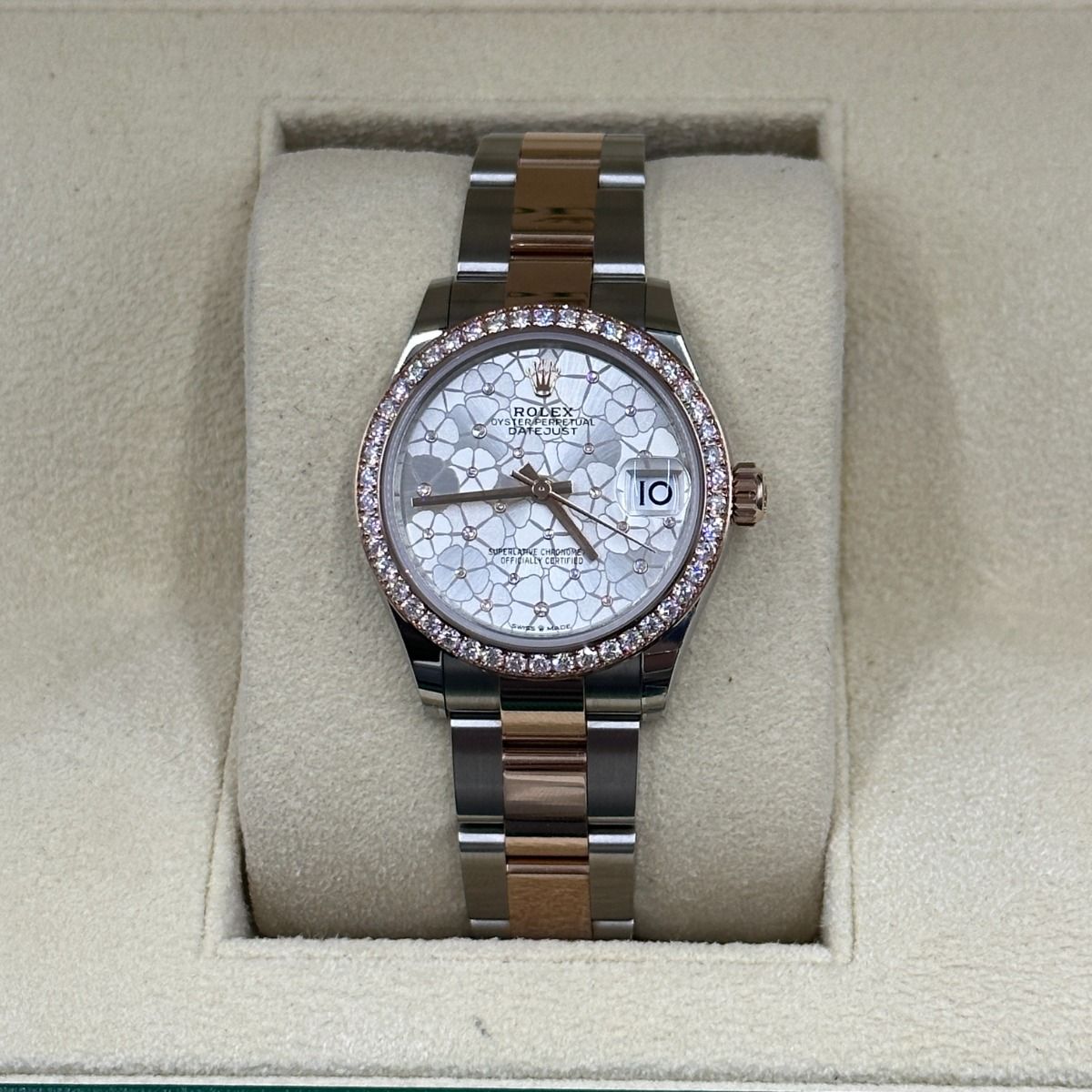 【Super Clone】RLX Datejust m278381-0031/0032 Silver Floral Motif Diamond Dial Diamond-Set Bezel 31mm