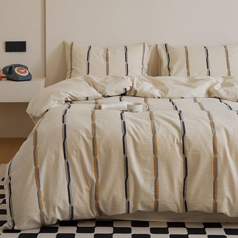 Cotton Linen Jacquard Duvet Cover Set