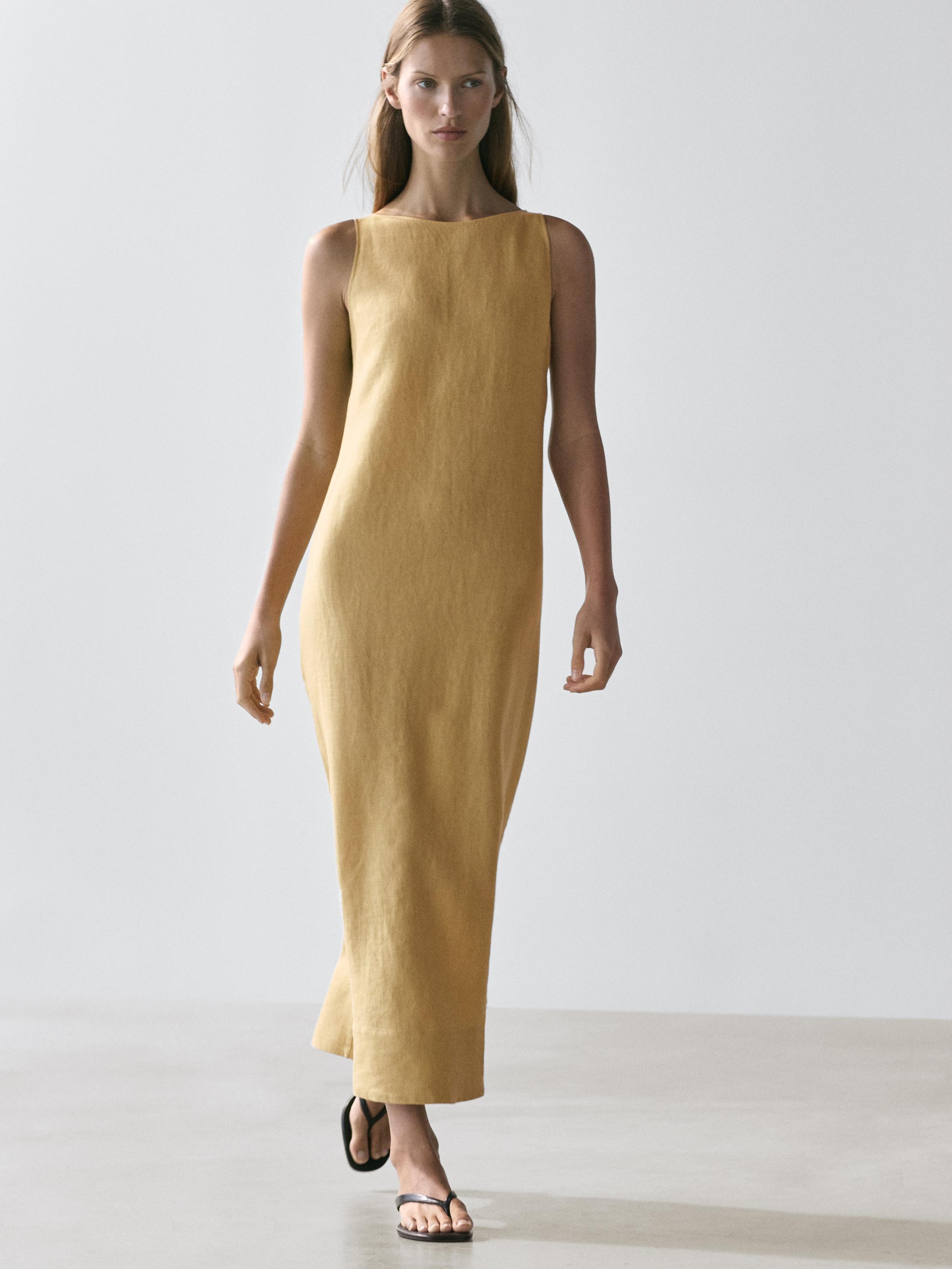 Vestido midi halter lino